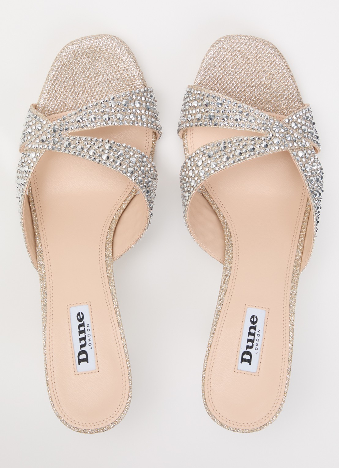 Dune London Monette muiltje met strass  - detail 4 zilver