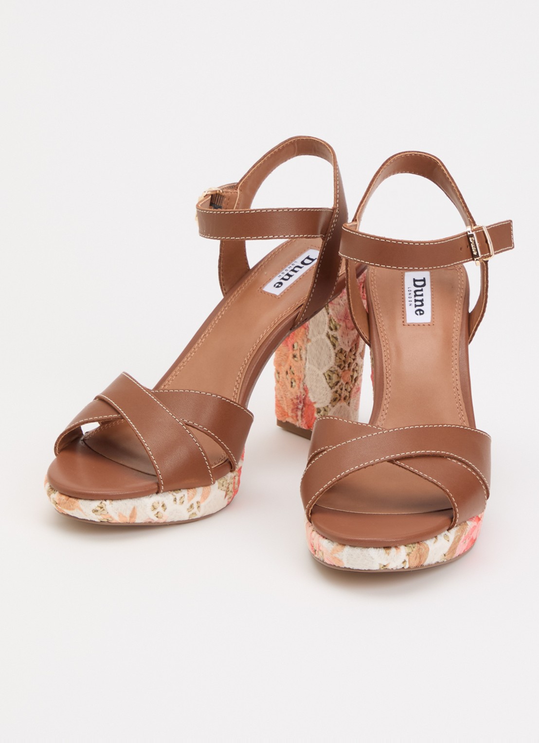 Dune London Monique sandalette met bloemenprint - detail 3 bruin