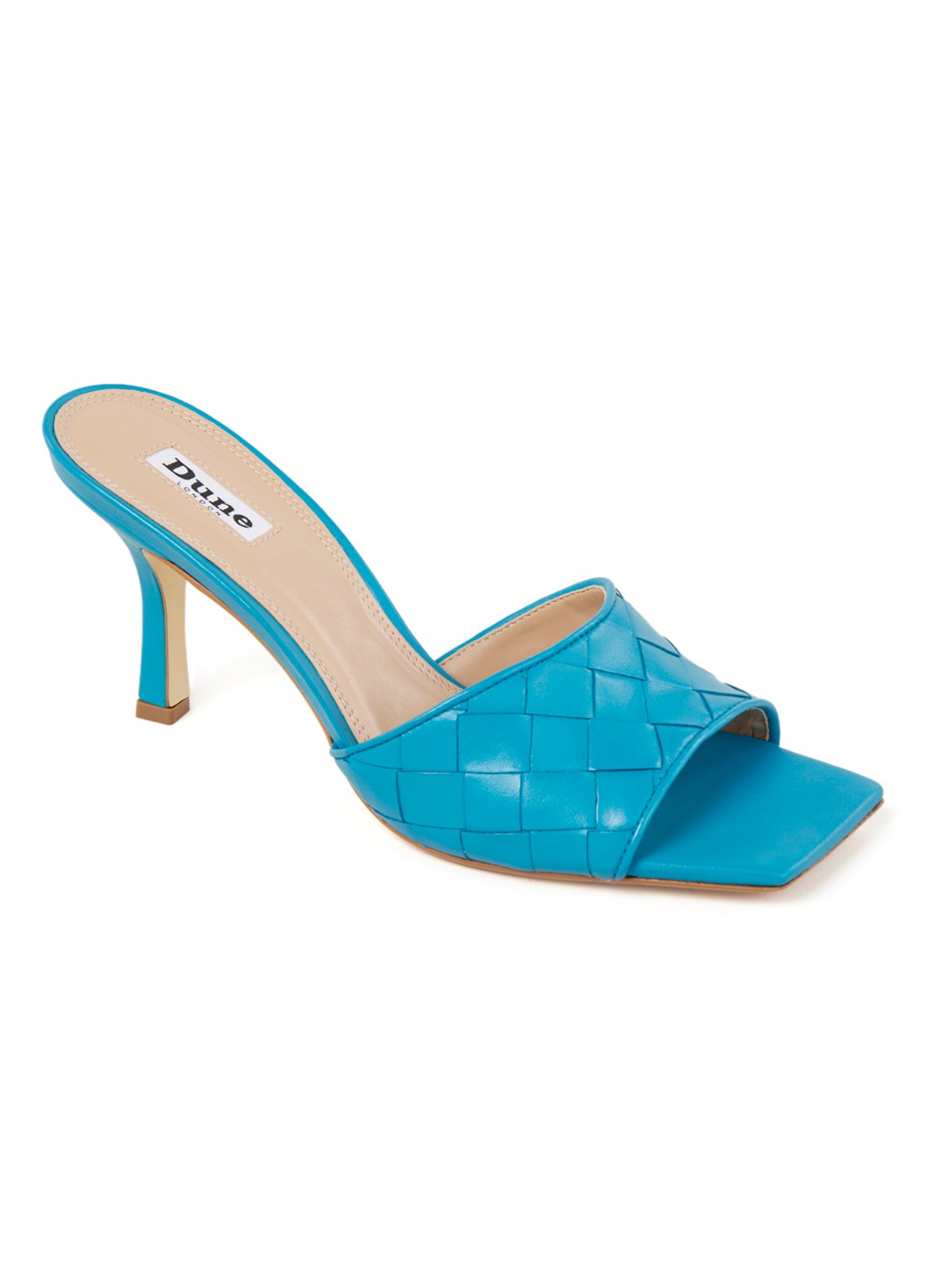 Dune London Montreal muiltje van leer - voorkant 4 turquoise
