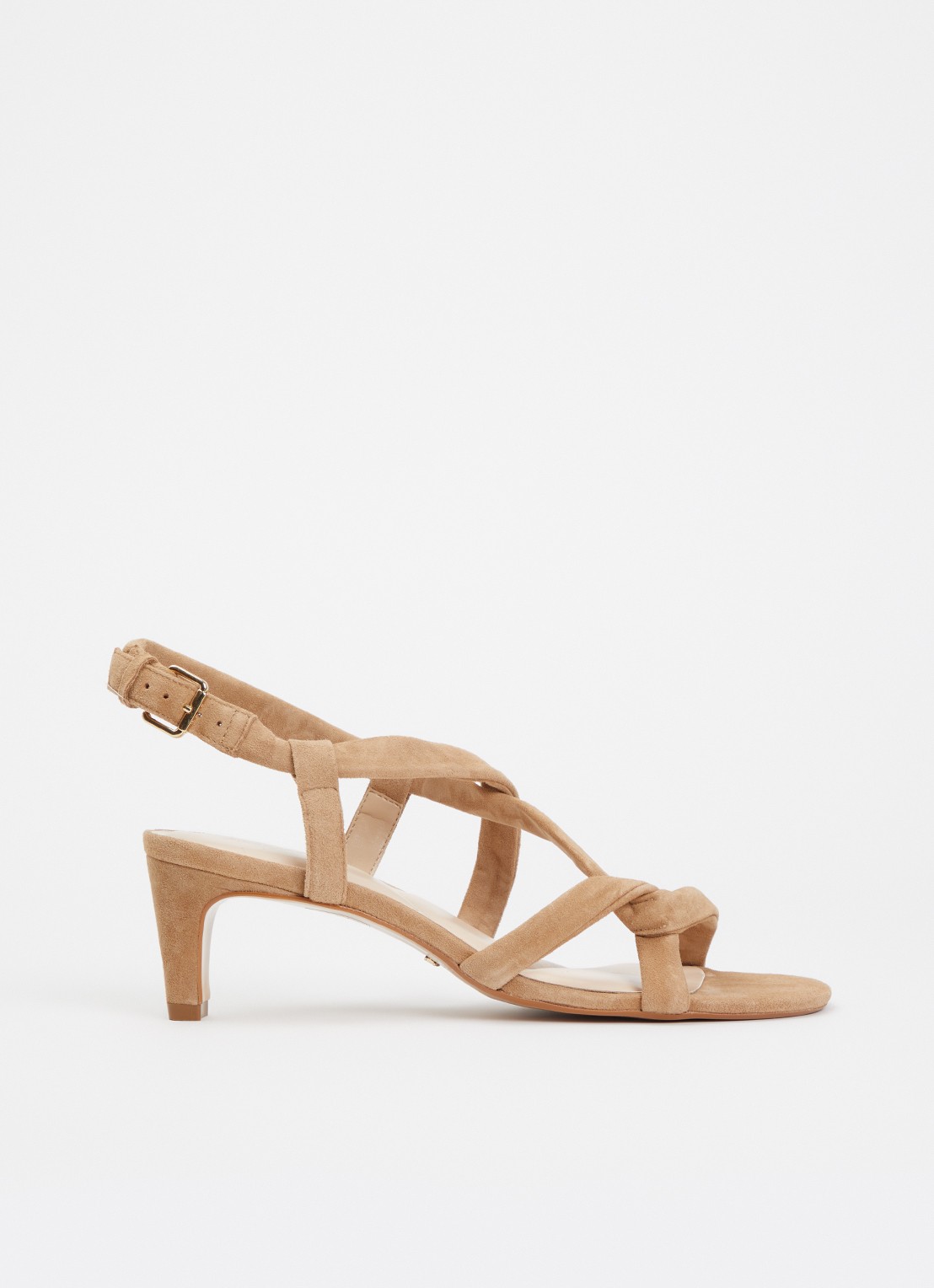 Dune London Motivating sandalette van leer - voorkant 8 zand