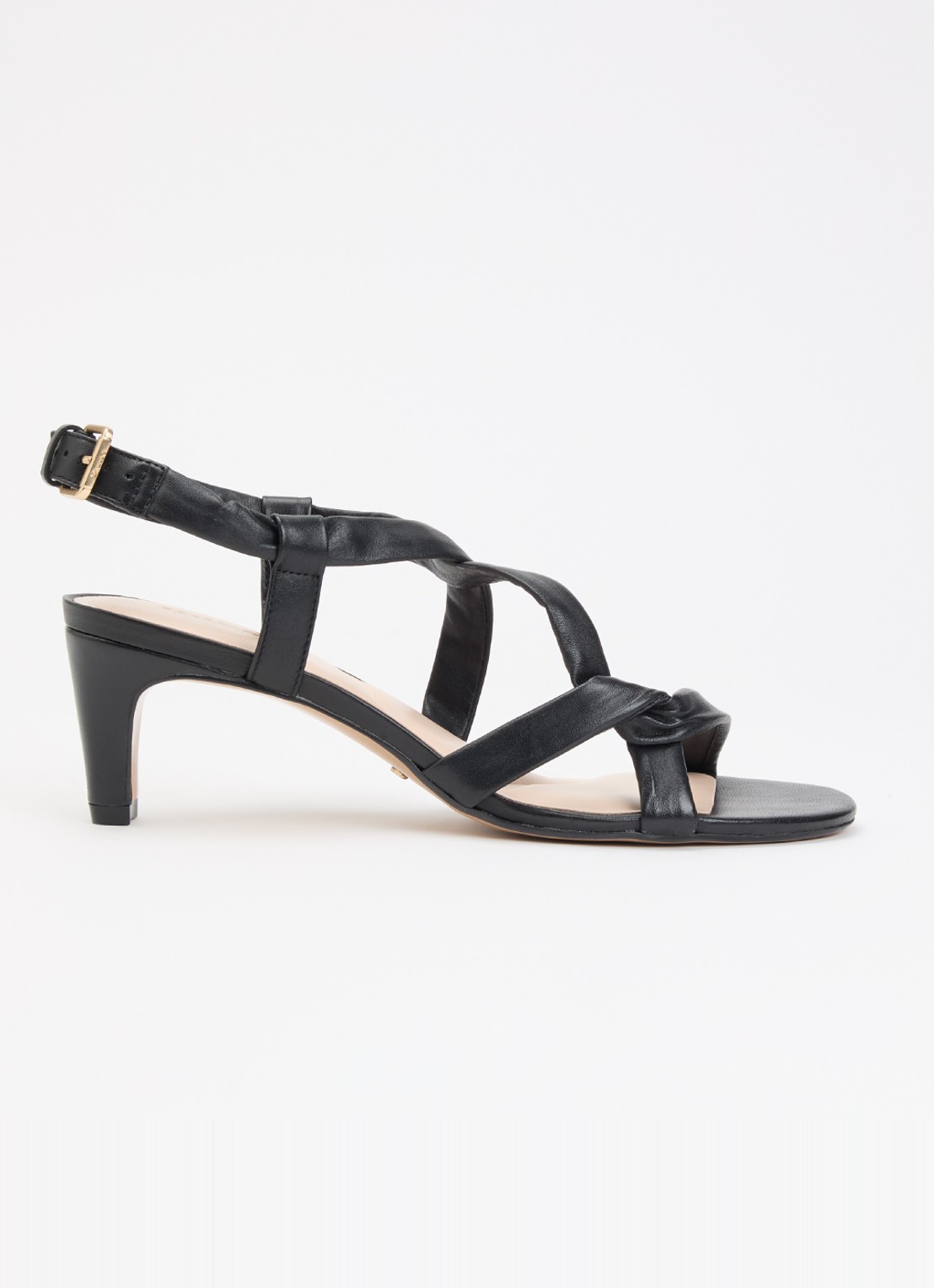 Dune London Motivating sandalette van leer - voorkant 2 zwart