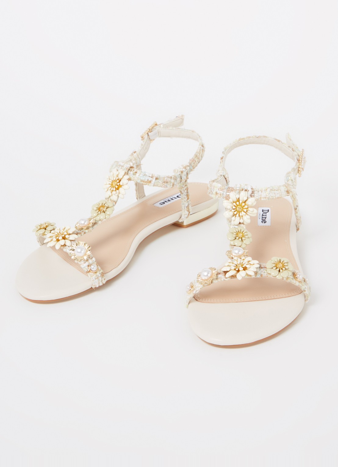 Dune London Nature sandaal met lurex - detail beige