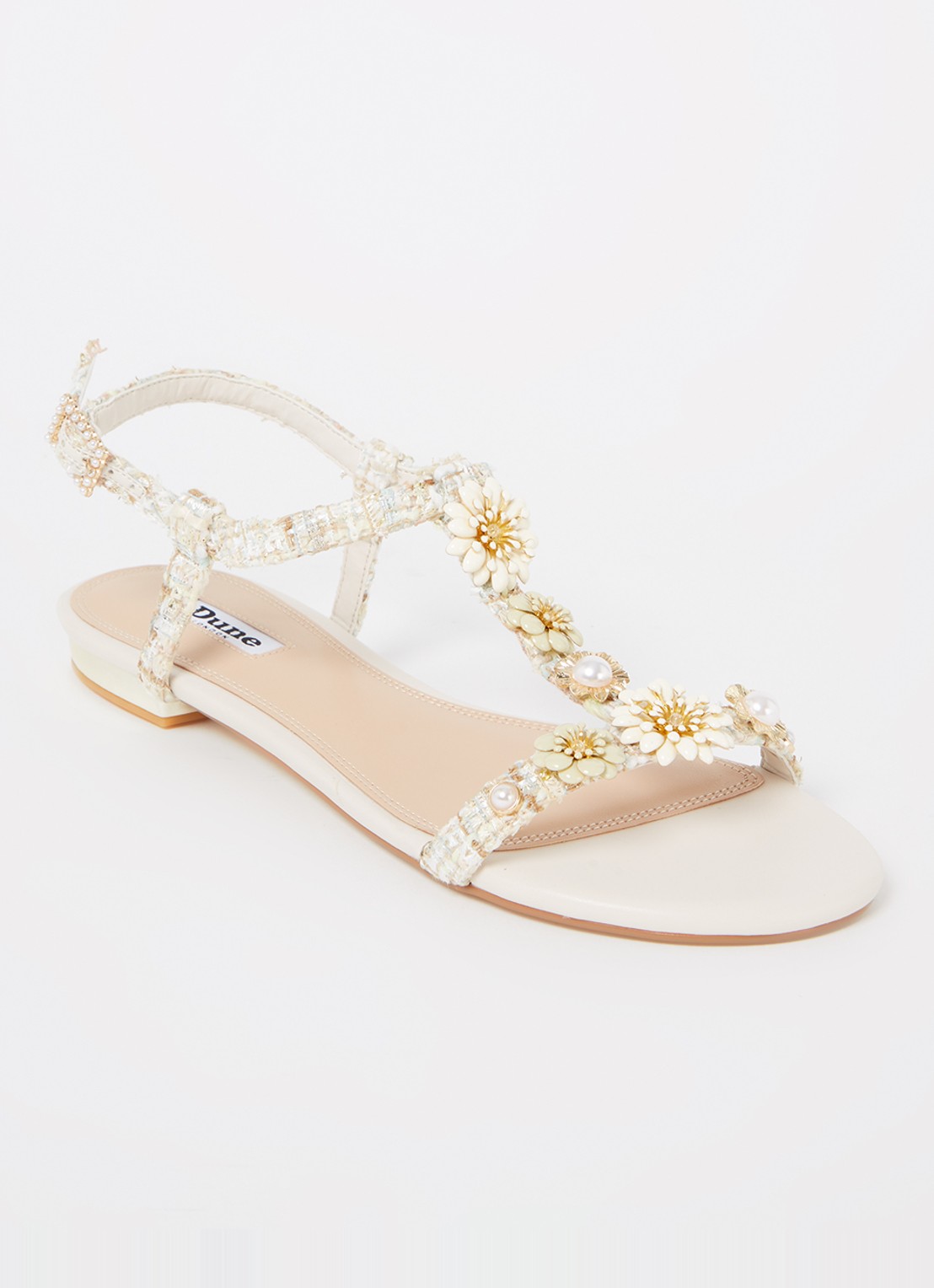 Dune London Nature sandaal met lurex - voorkant 5 beige