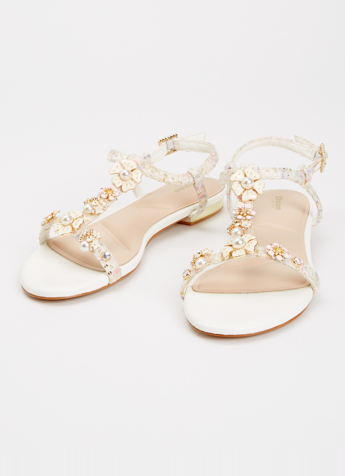 Dune London Nature sandaal met strass - detail wit