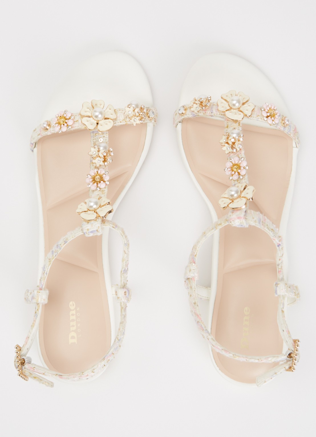 Dune London Nature sandaal met strass - detail 2 wit