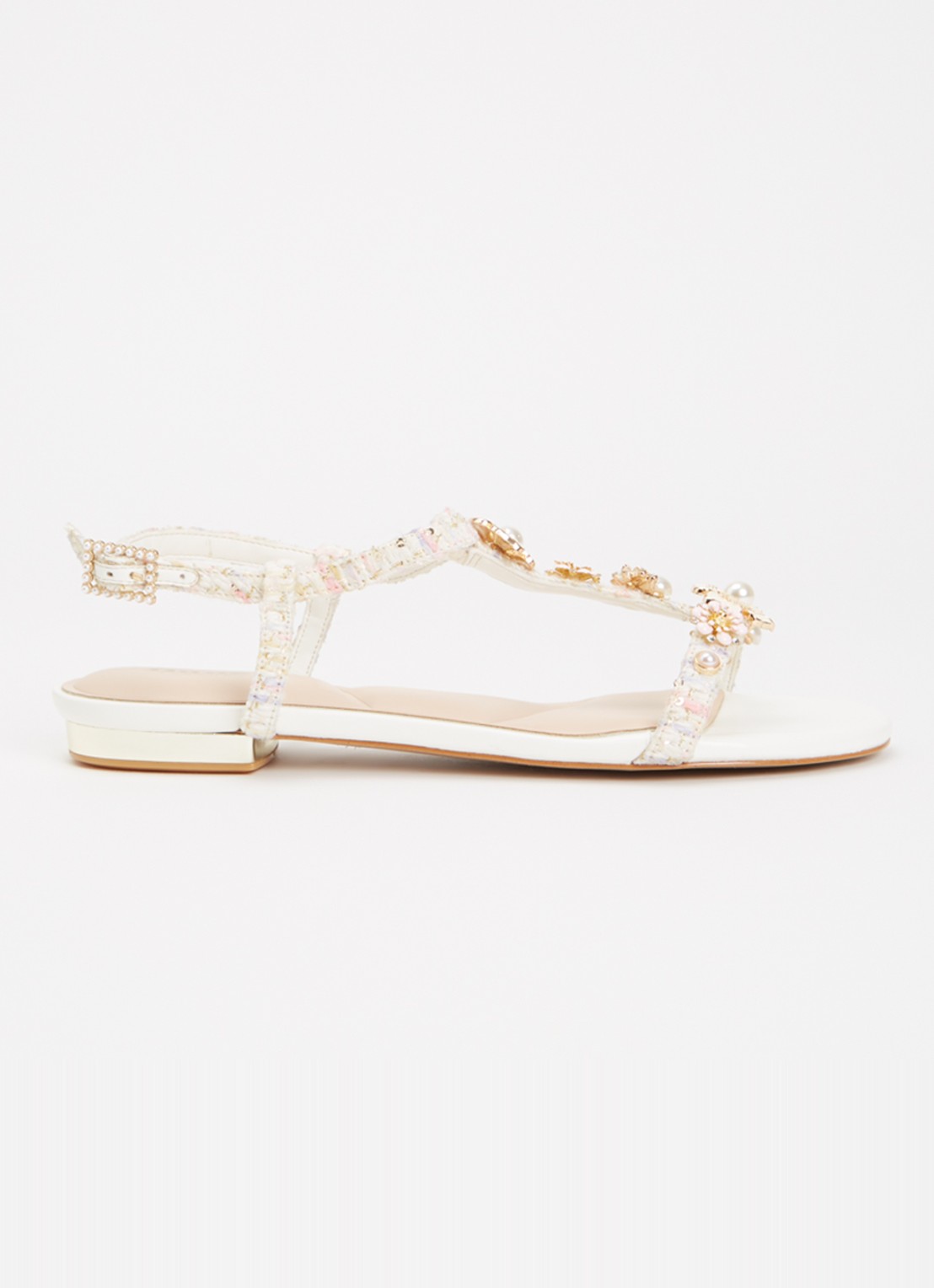 Dune London Nature sandaal met strass - voorkant 4 wit