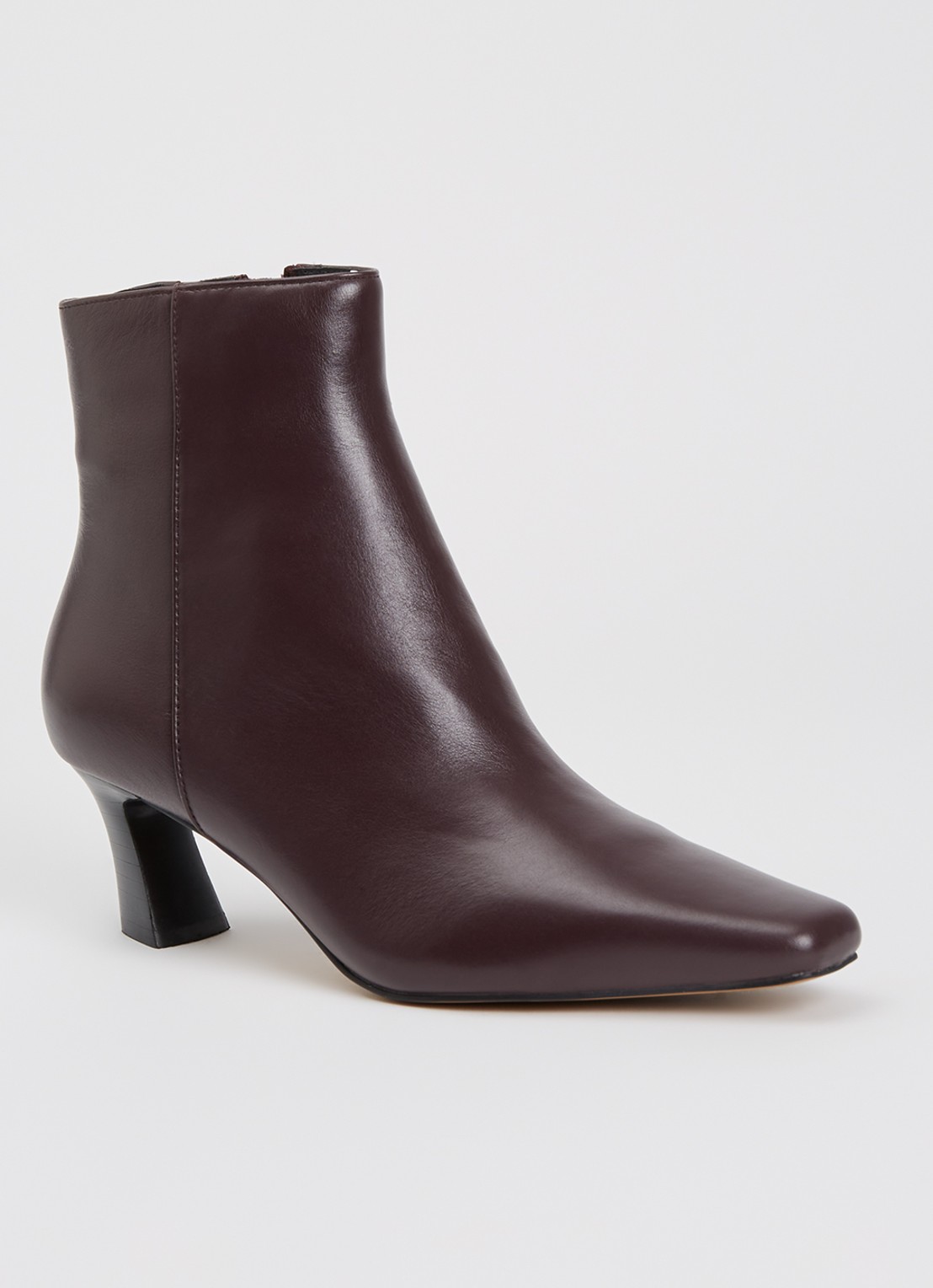 Dune London Overly enkellaarsje van leer - voorkant 3 aubergine