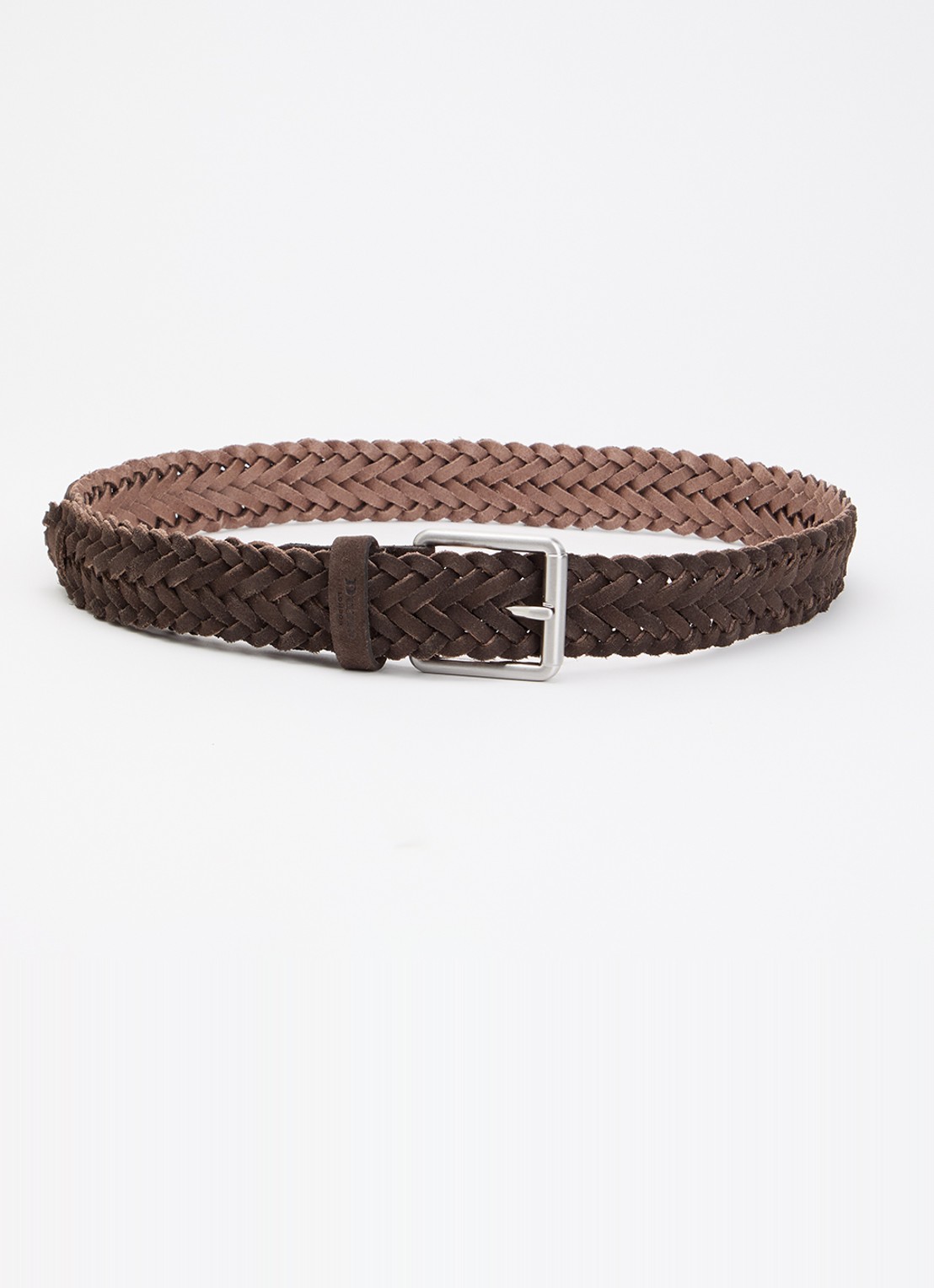 Dune London Oxlet riem van leer met gevlochten detail - voorkant bruin