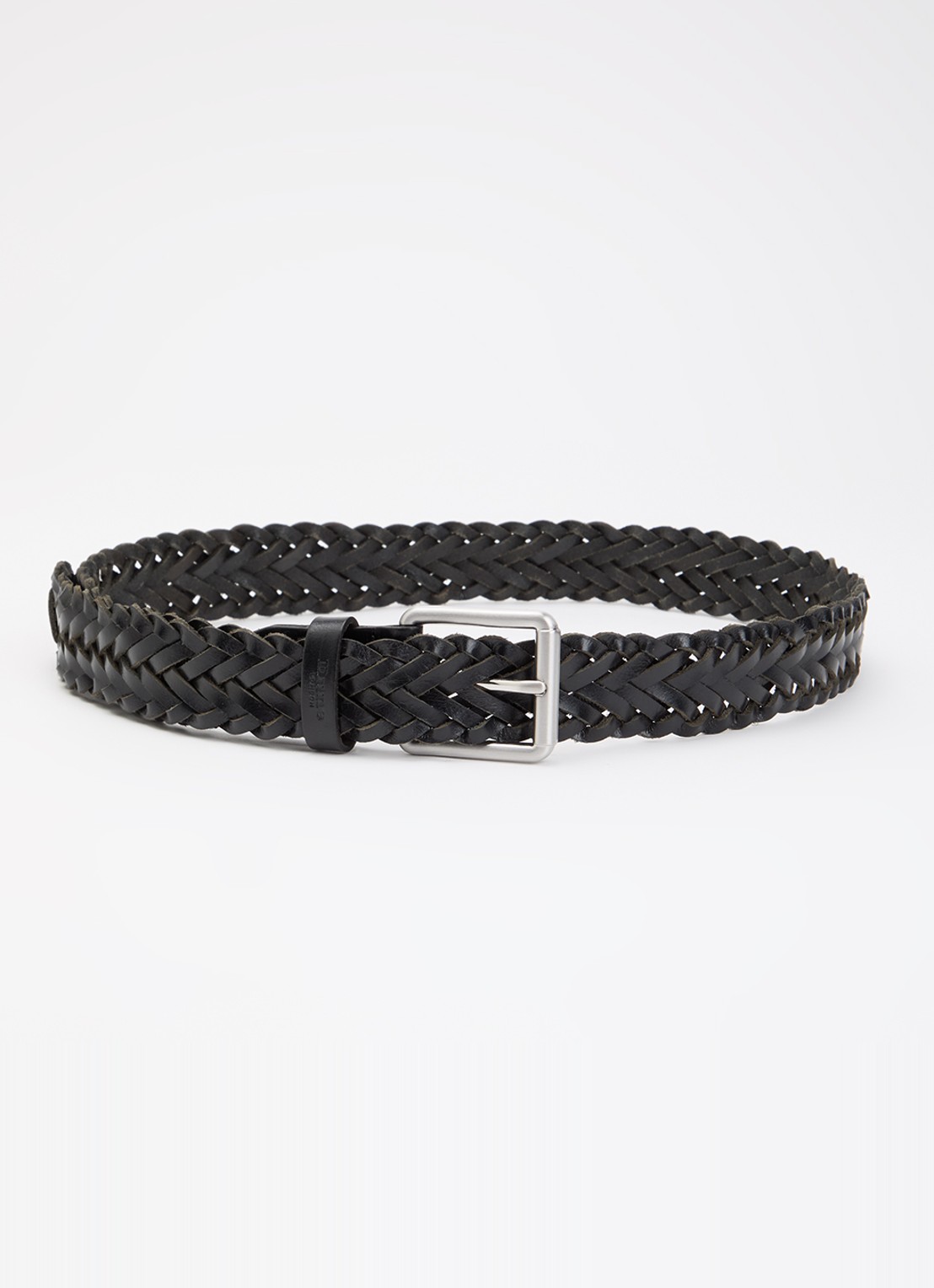 Dune London Oxlet riem van leer met gevlochten detail - voorkant zwart