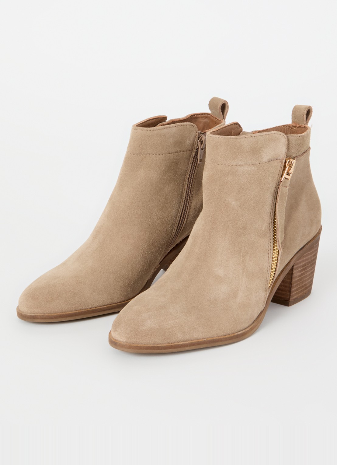 Dune London Paicing enkellaarsje van suède - detail beige
