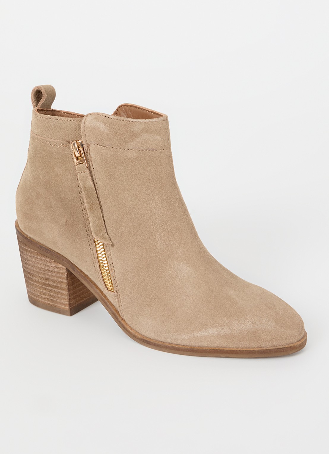 Dune London Paicing enkellaarsje van suède - voorkant 3 beige
