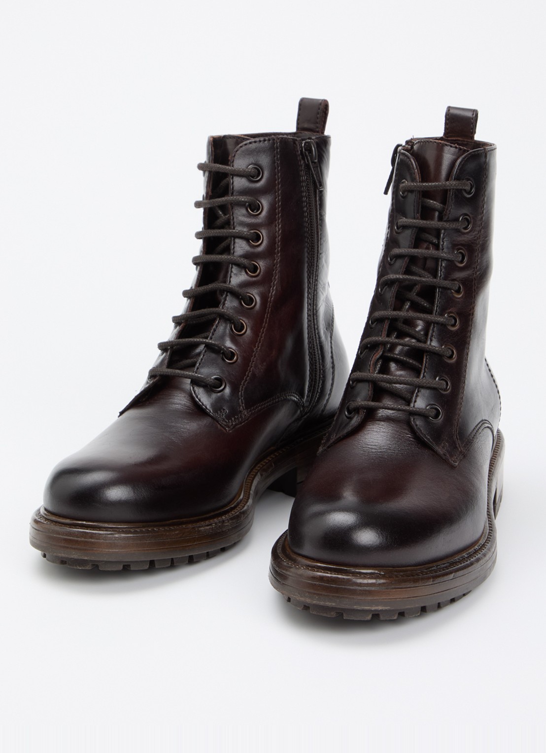 Dune London Patley biker boot van leer - detail 3 donkerbruin