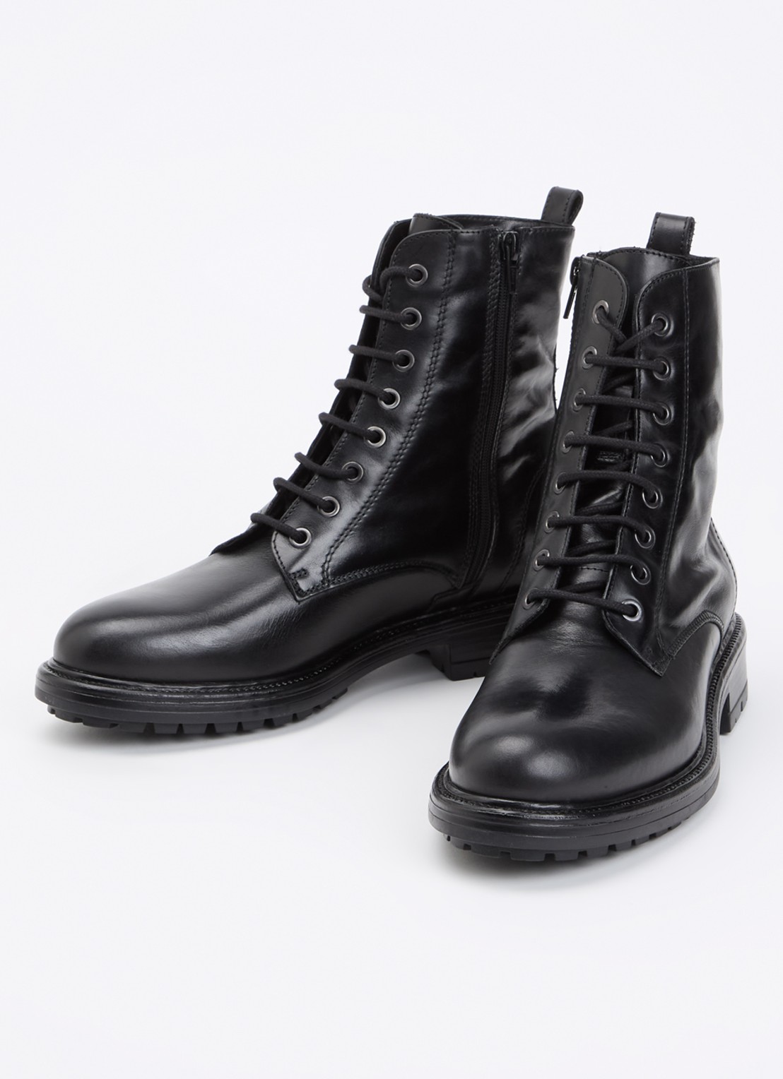Dune London Patley biker boot van leer - detail 2 zwart