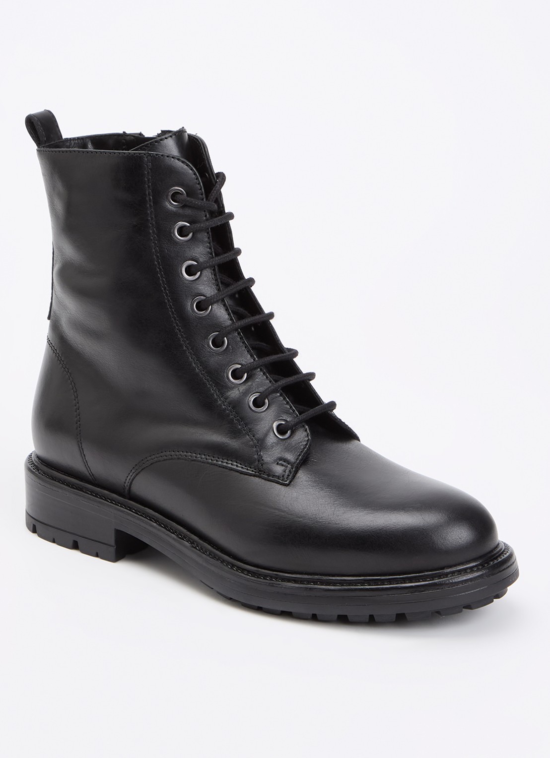 Dune London Patley biker boot van leer - voorkant 4 zwart