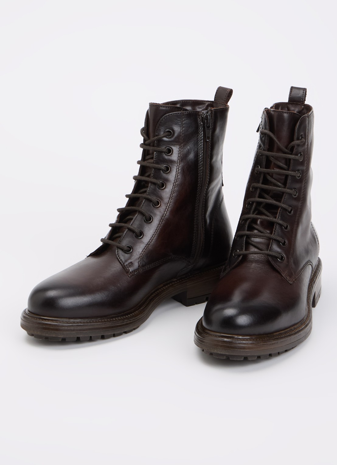 Dune London Patley biker boot van leer - detail 3 bruin