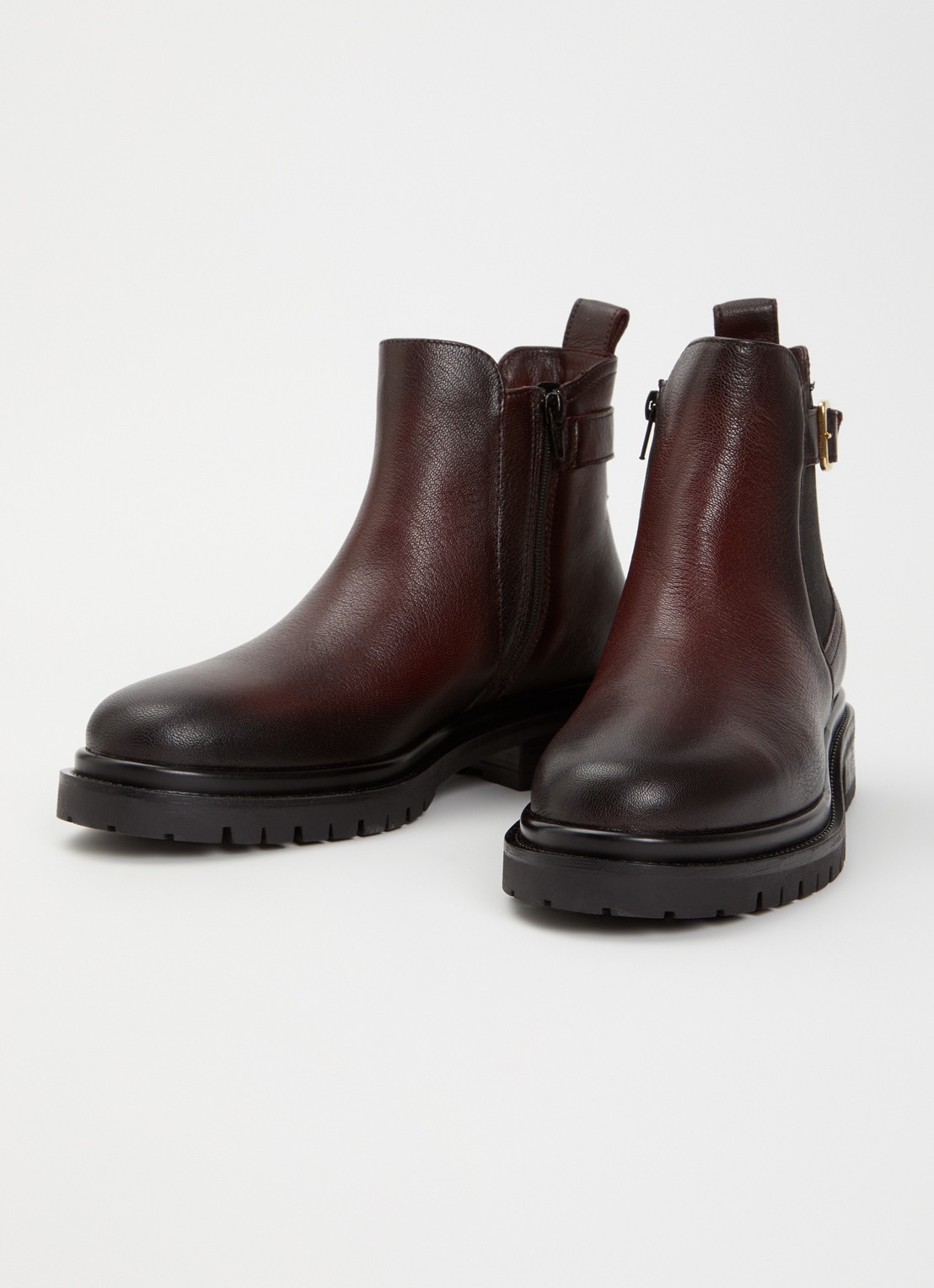 Dune London Paused chelsea boot van leer - detail 2 donkerrood
