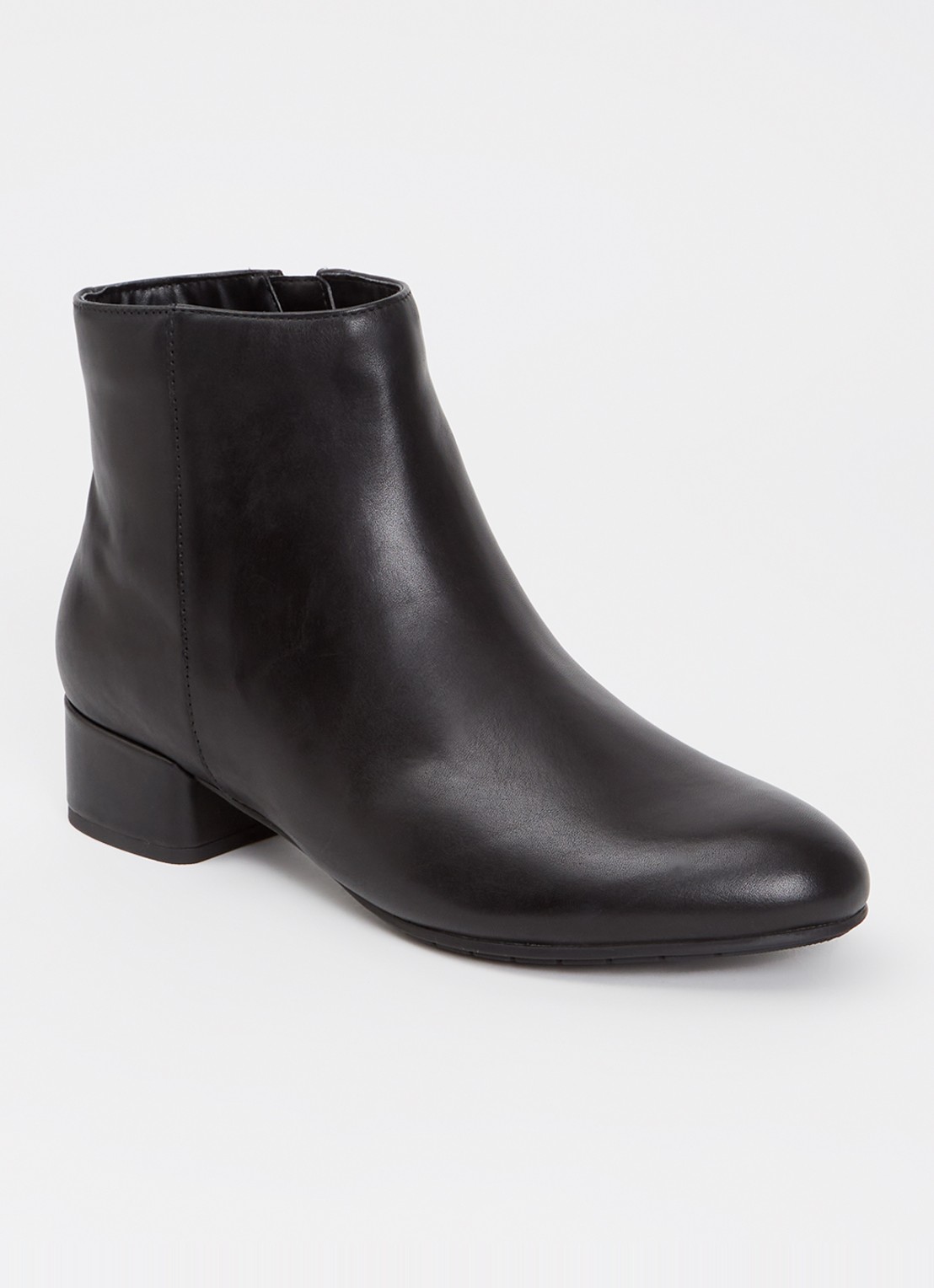 Dune London Pippie enkellaarsje van leer - voorkant 2 zwart
