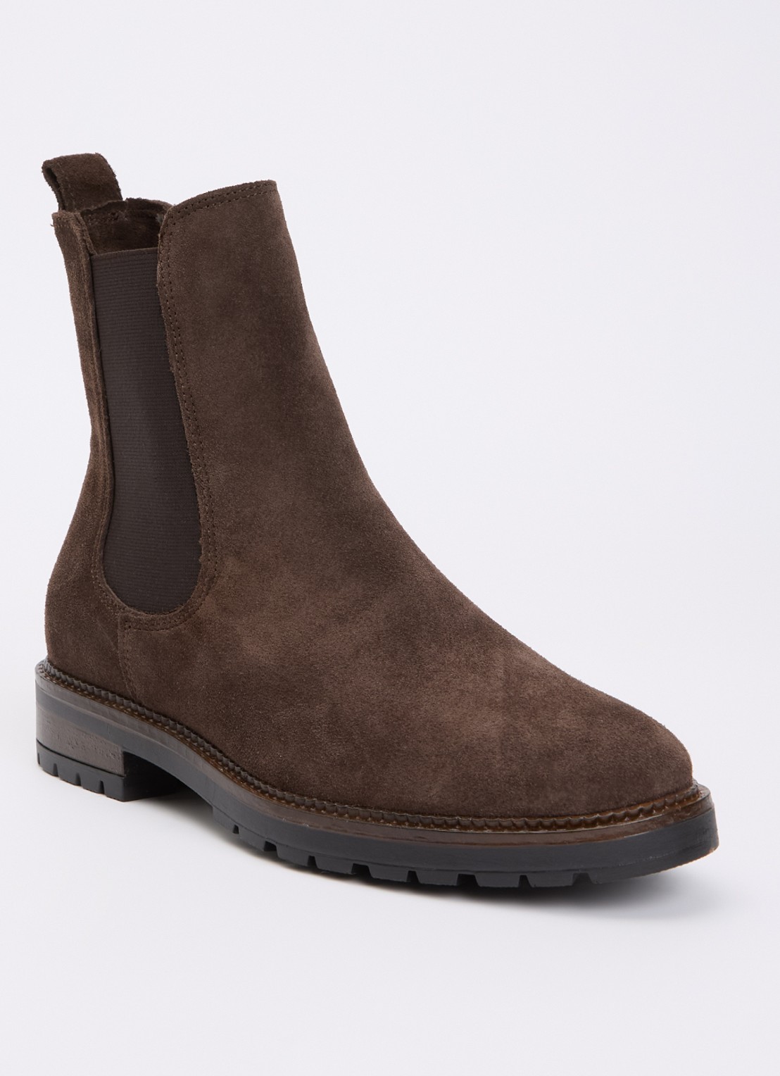 Dune London Poema chelsea boot van leer - voorkant 2 donkerbruin