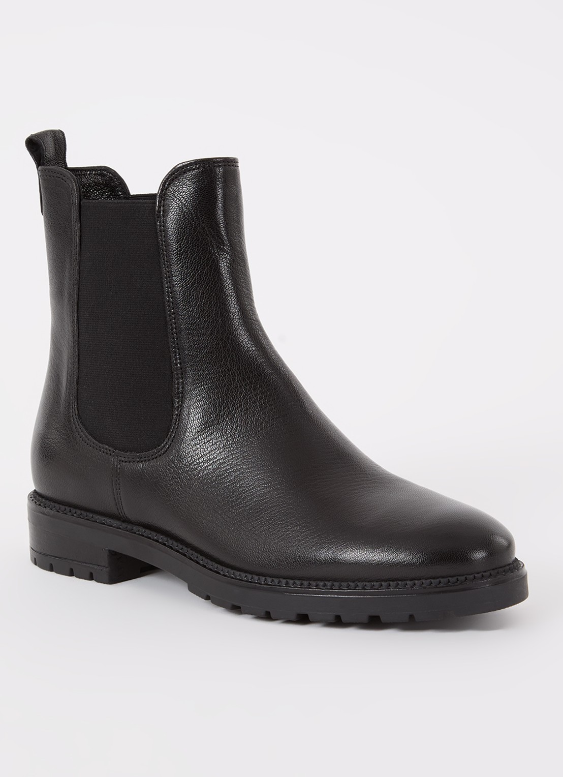 Dune London Poema chelsea boot van leer - voorkant zwart