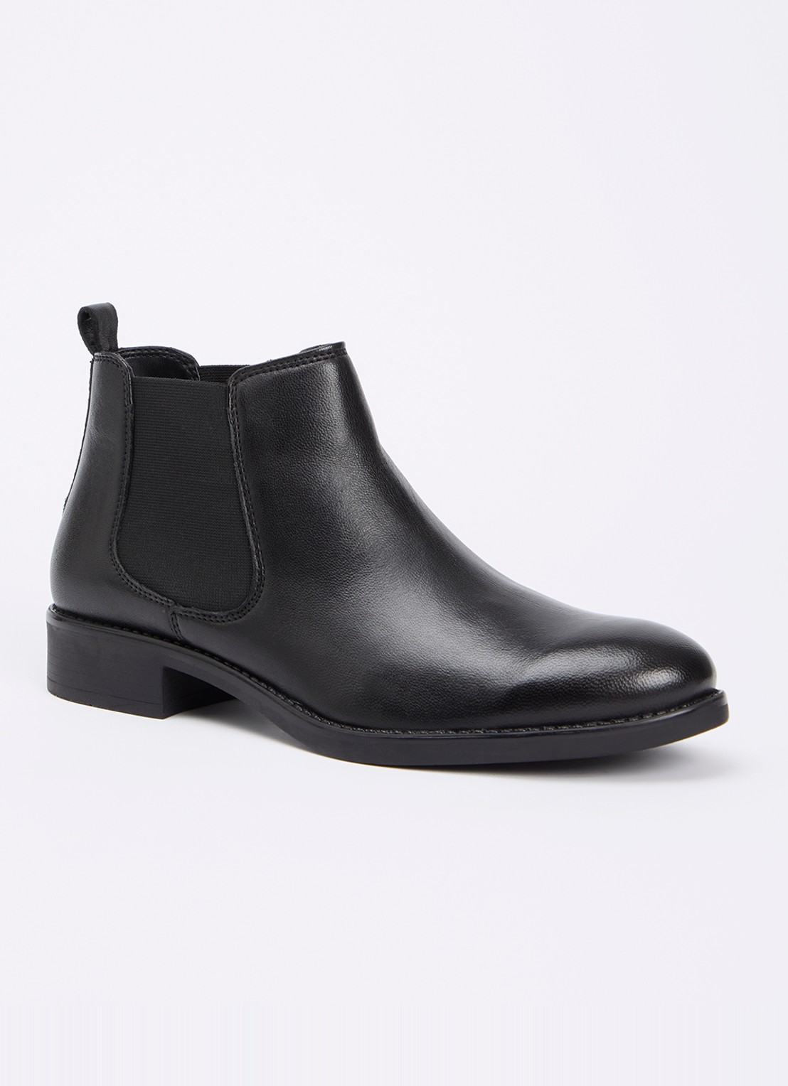 Dune London Polished chelsea boot van leer - voorkant zwart