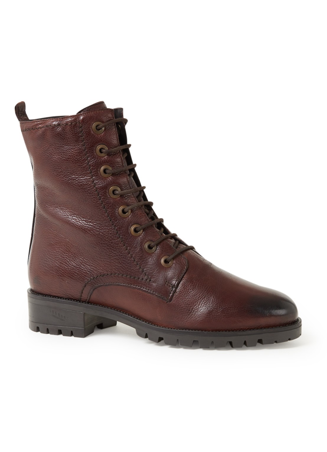 Dune London Prestone veterboot van leer - voorkant 4 donkerbruin