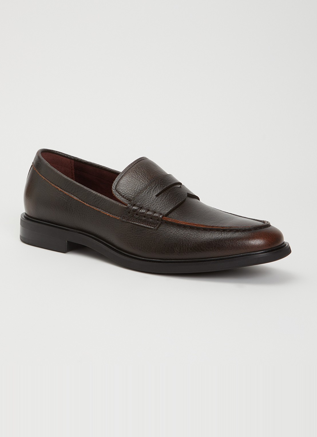 Dune London Sacha loafer van leer - voorkant 2 bruin