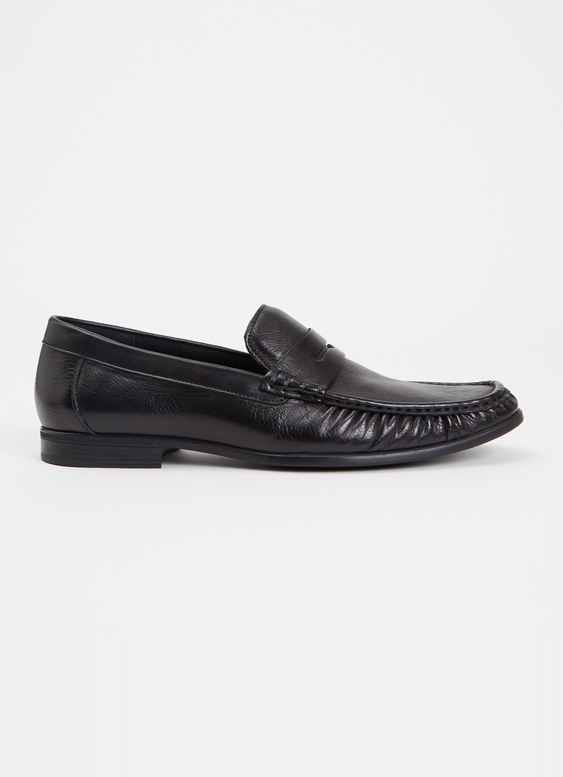Dune London Sammi loafer van leer  - voorkant 2 zwart
