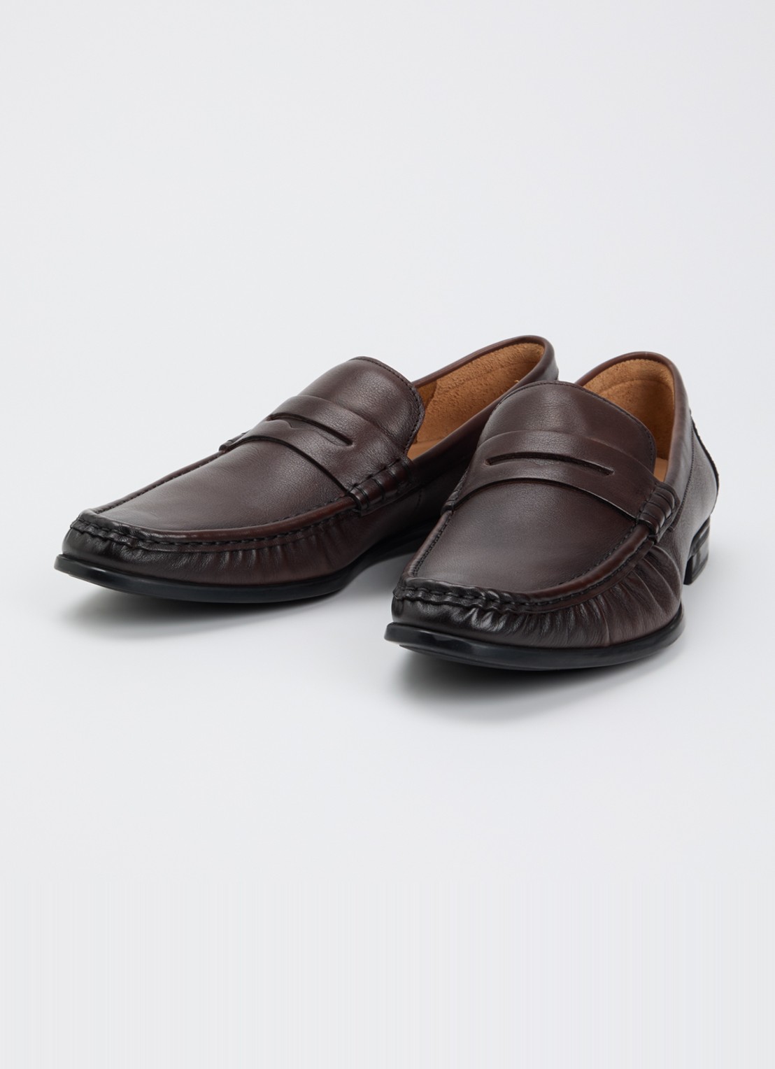 Dune London Sammi loafer van leer  - detail 2 donkerbruin