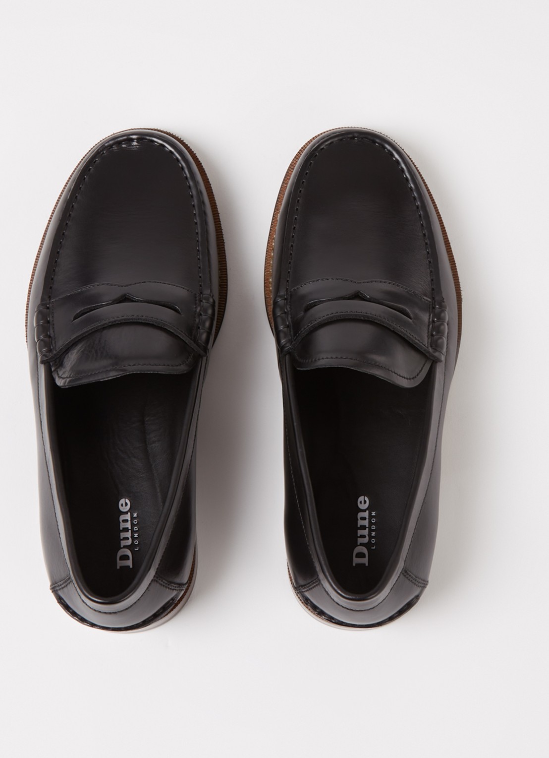 Dune London Samson loafer van leer - detail 4 zwart