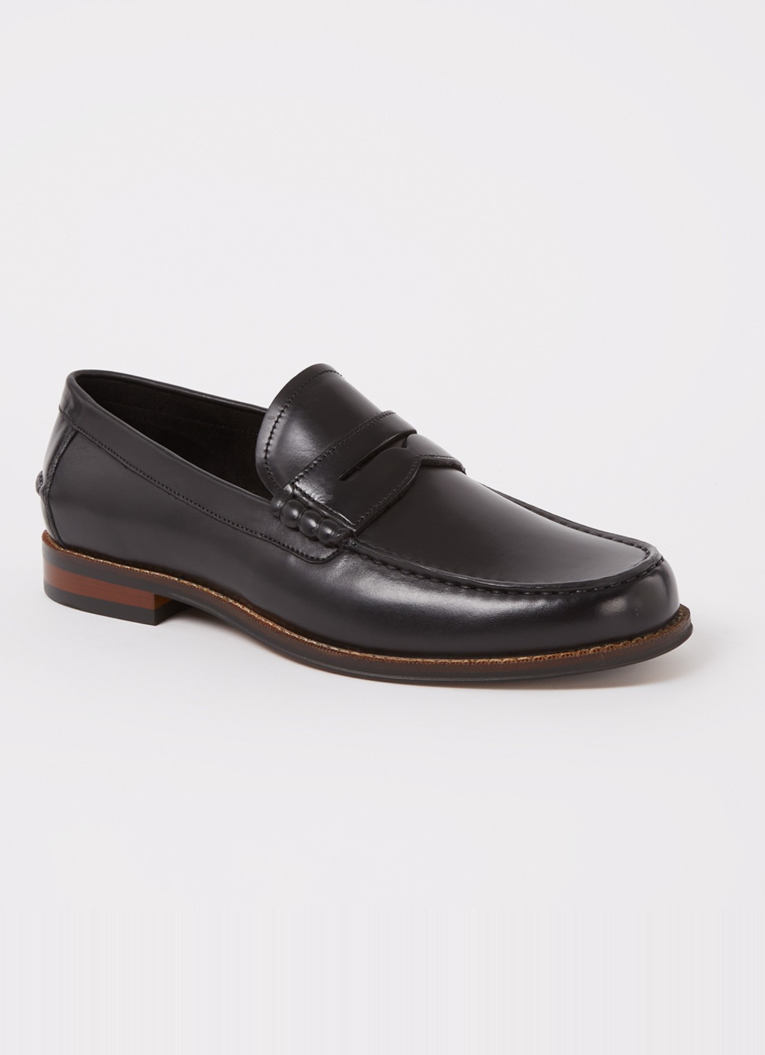 Dune London Samson loafer van leer - voorkant zwart
