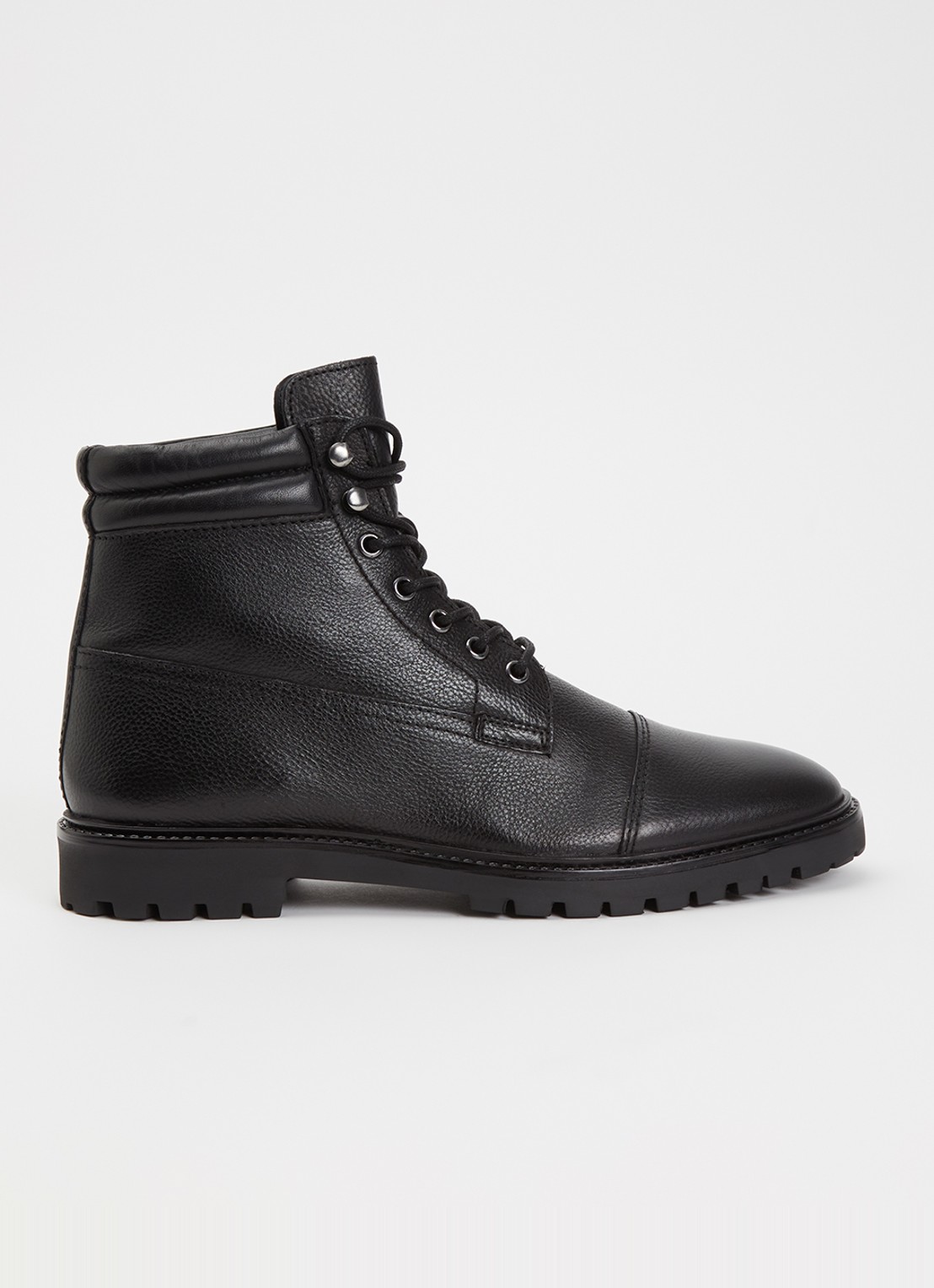 Dune London Sawyeer veterboot van leer - voorkant zwart
