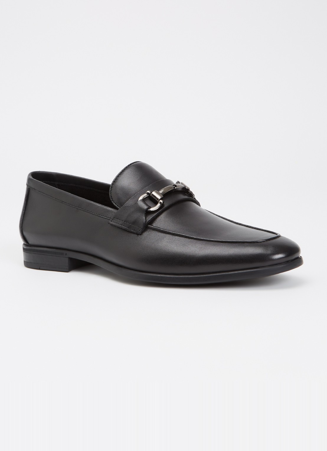 Dune London Seymore loafer van leer met horsebit - voorkant 2 zwart