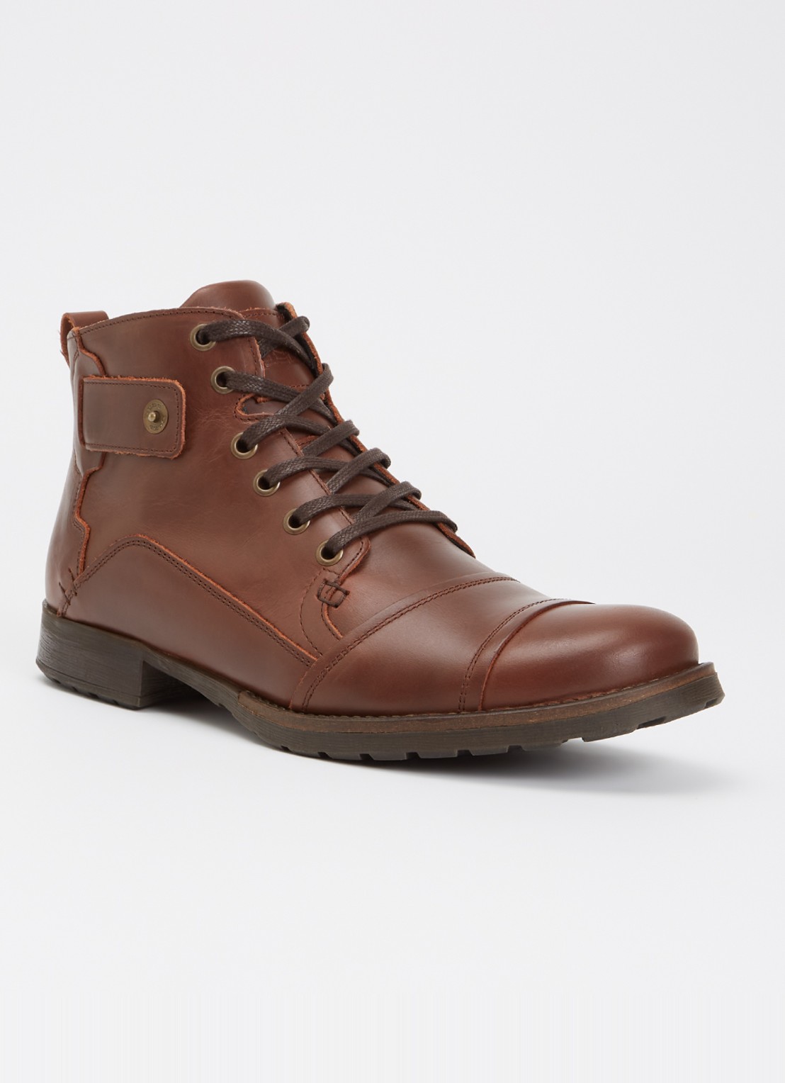 Dune London Simon veterboot van leer - voorkant 4 kastanjebruin