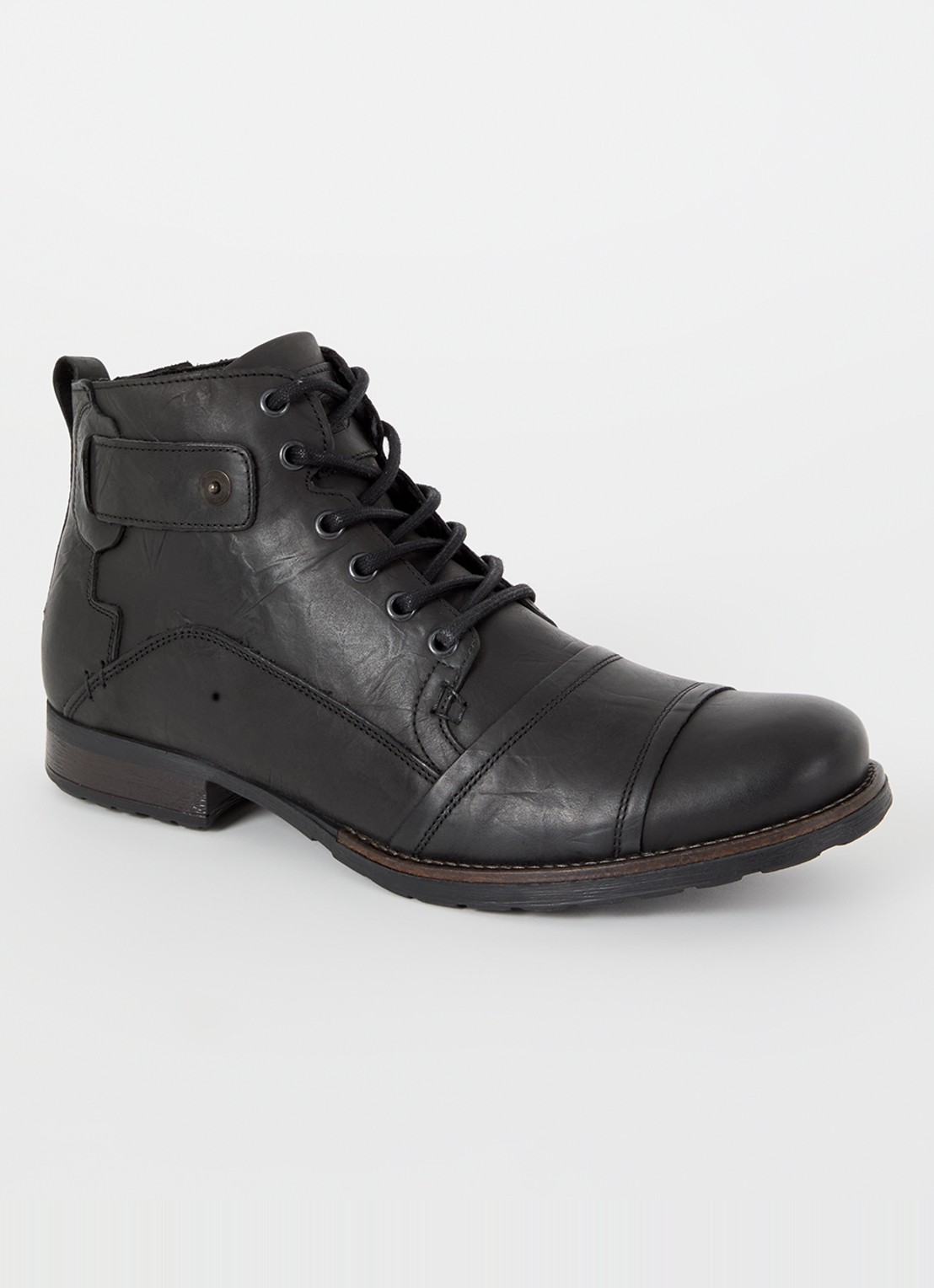 Dune London Simon veterboot van leer - voorkant 4 zwart
