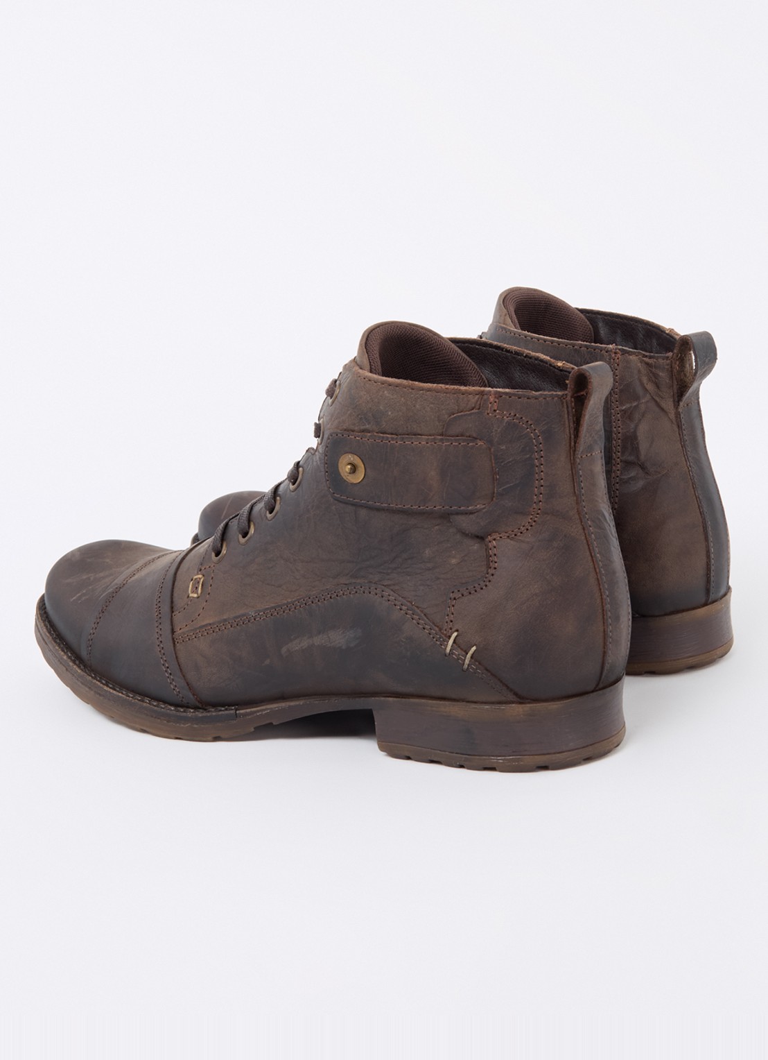 Dune London Simon veterboot van leer - achterkant 3 donkerbruin