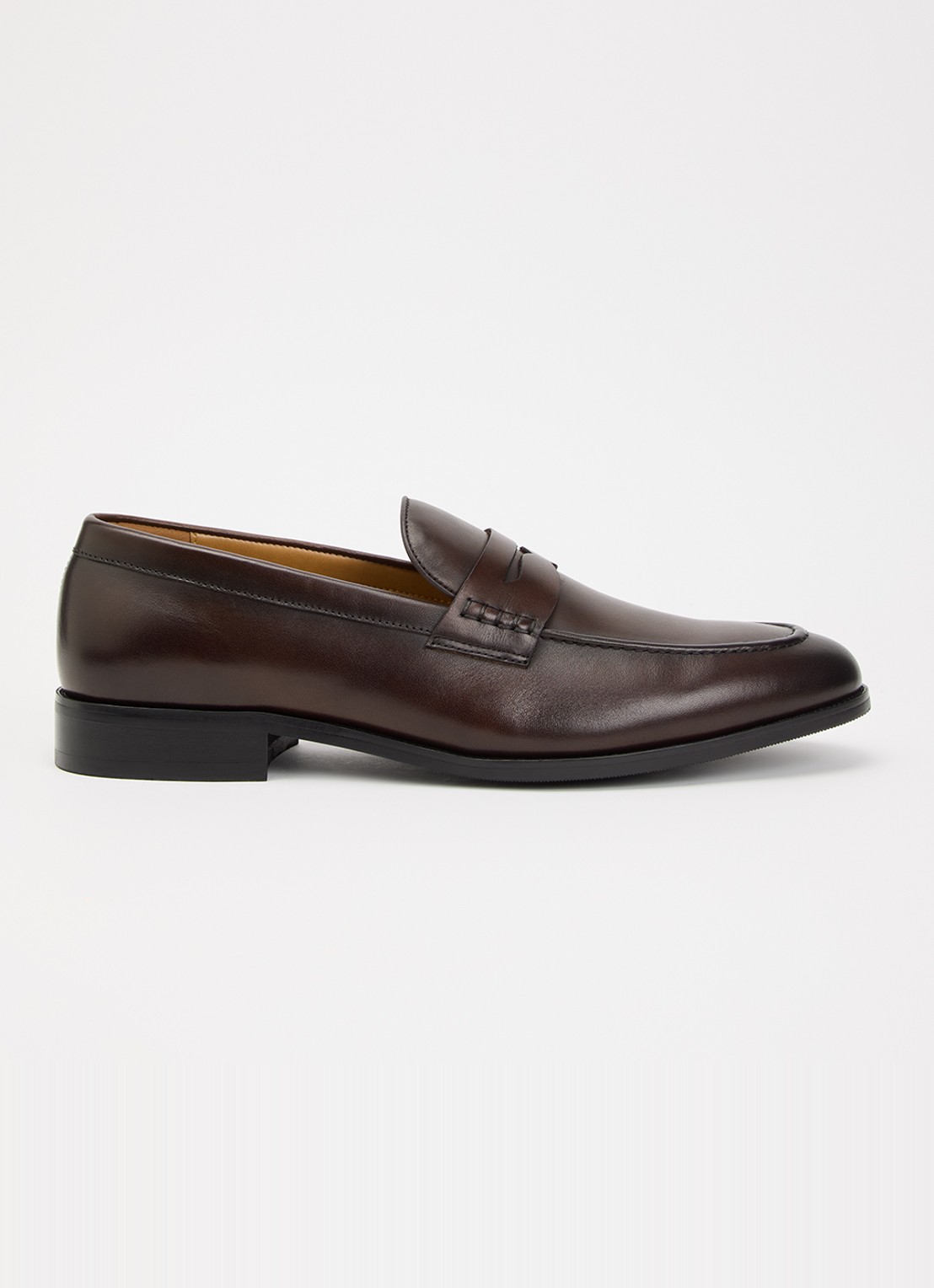 Dune London Skylers loafer van leer - voorkant 5 donkerbruin