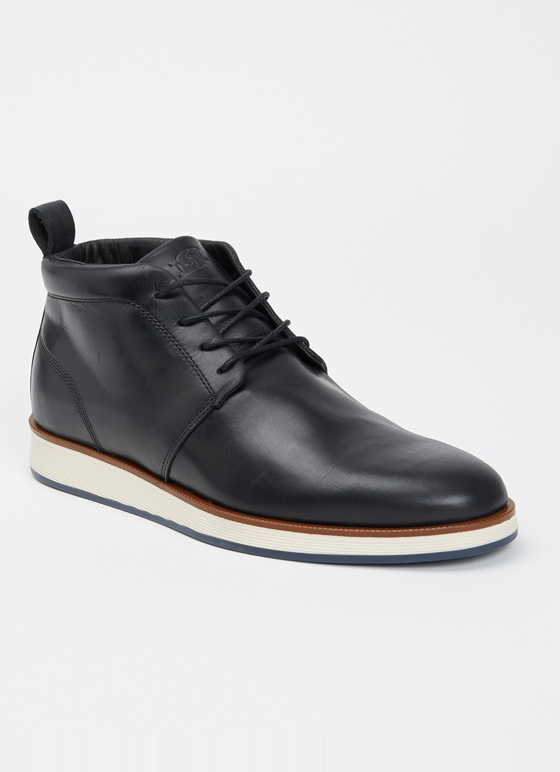 Dune London Smoky veterschoen van leer - voorkant zwart
