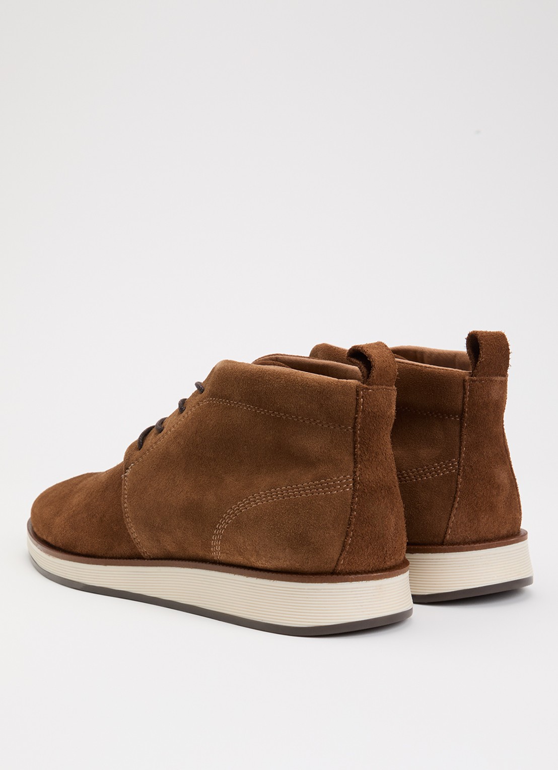 Dune London Smoky veterschoen van leer - achterkant hazelnootbruin