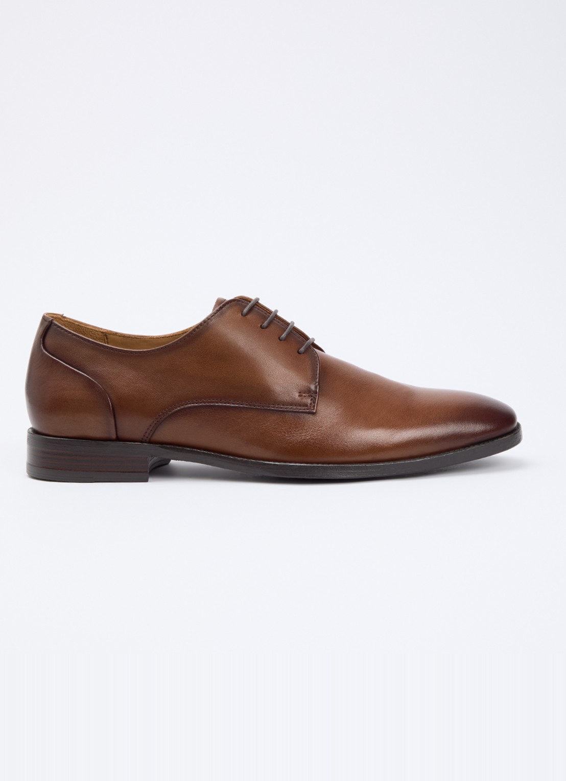 Dune London Sole veterschoen van leer - voorkant 4 cognac