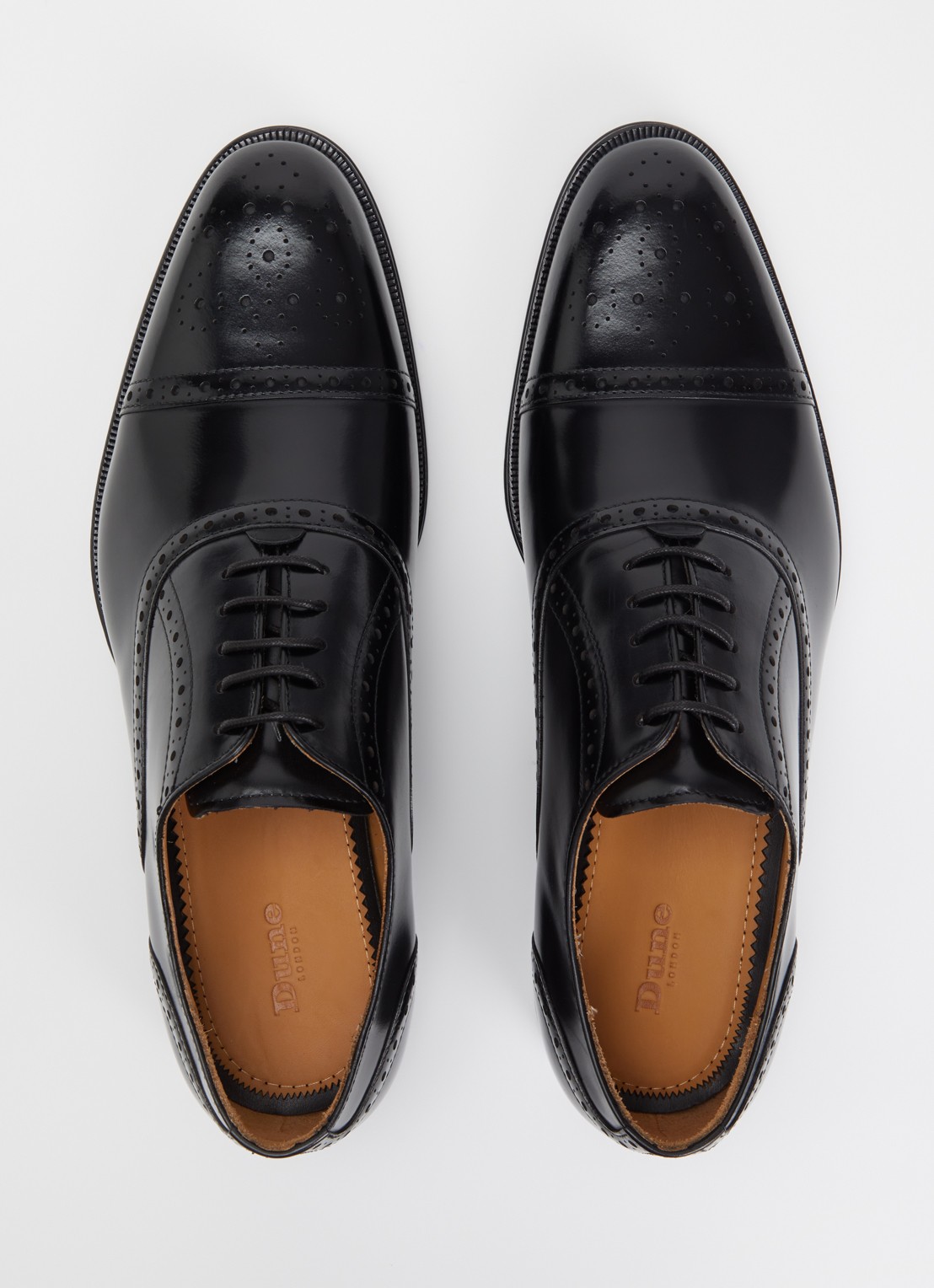Dune London Soliders brogue van leer - detail 2 zwart