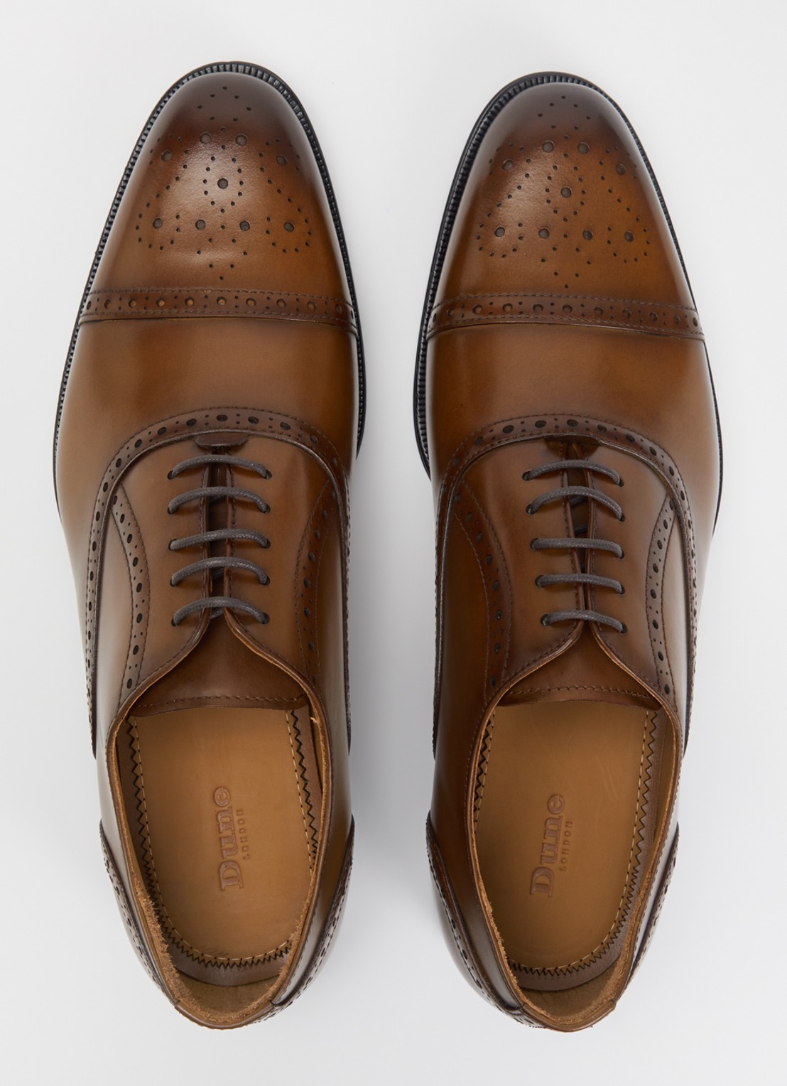 Dune London Soliders brogue van leer - detail 4 bruin