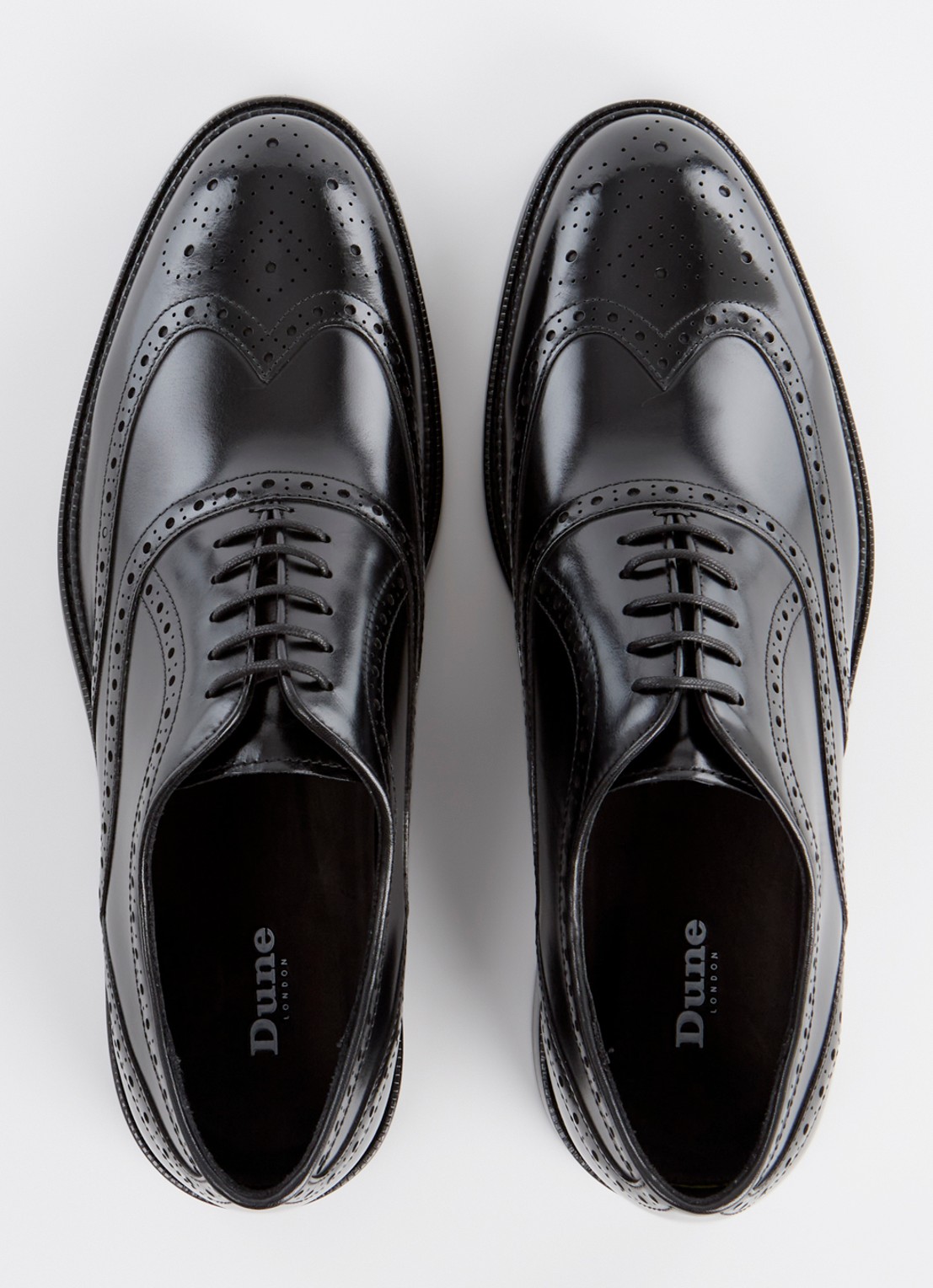 Dune London Solihull brogue van leer  - detail 4 zwart