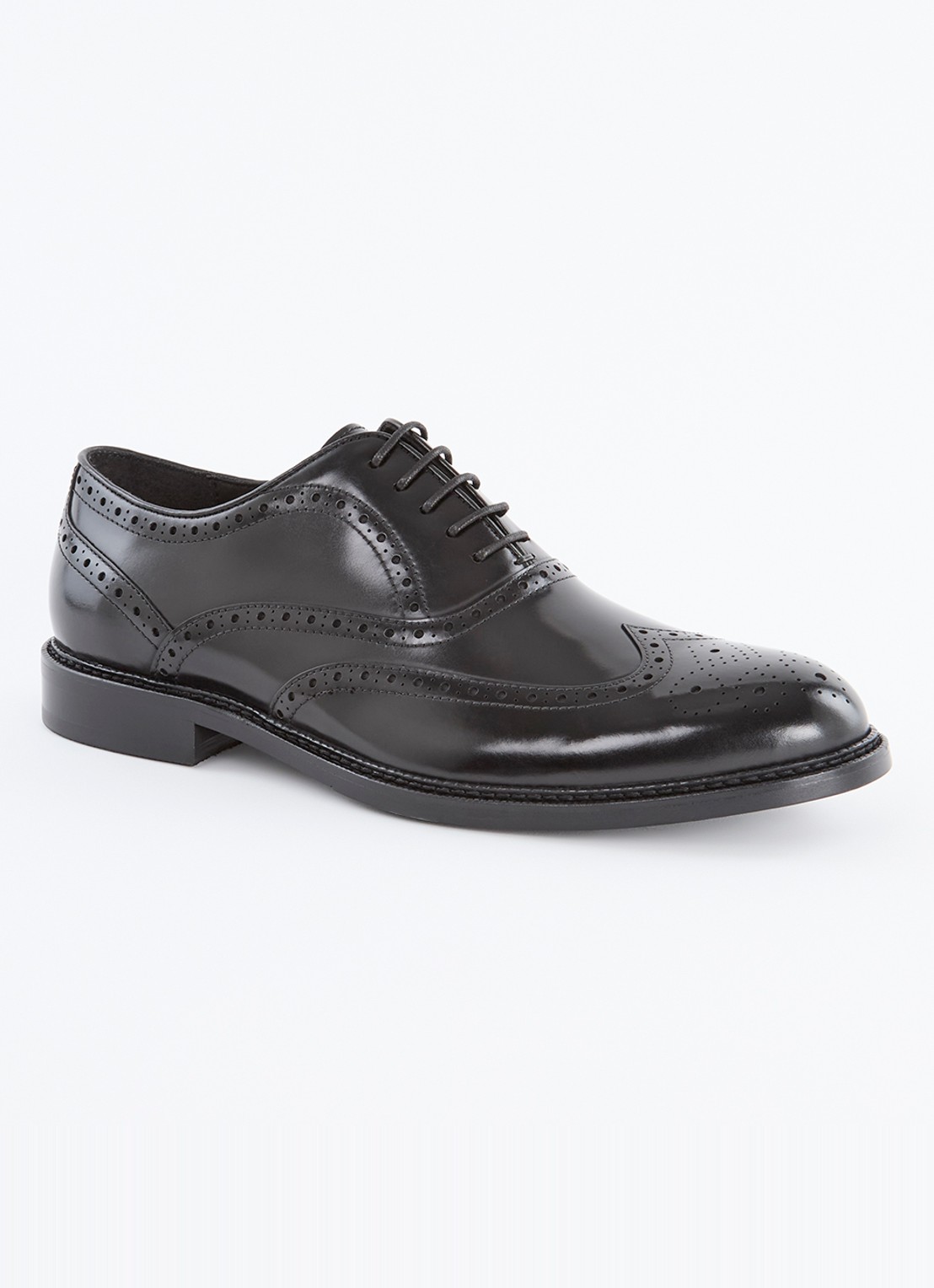 Dune London Solihull brogue van leer  - voorkant zwart