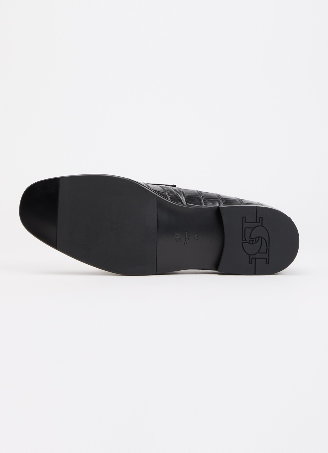 Dune London Son loafer van leer met crocostructuur - detail 4 zwart
