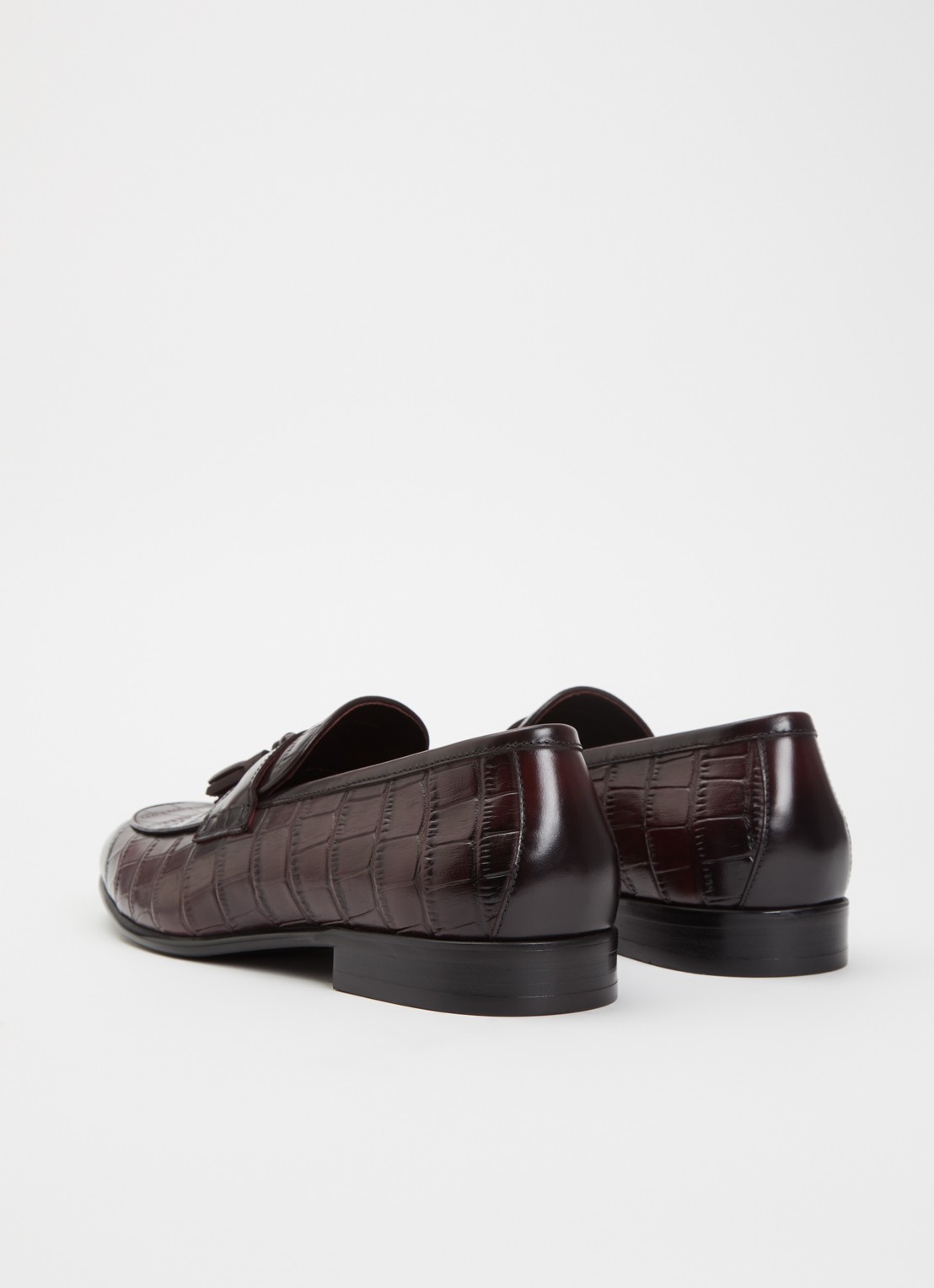 Dune London Son loafer van leer met crocostructuur - achterkant 2 bordeauxrood
