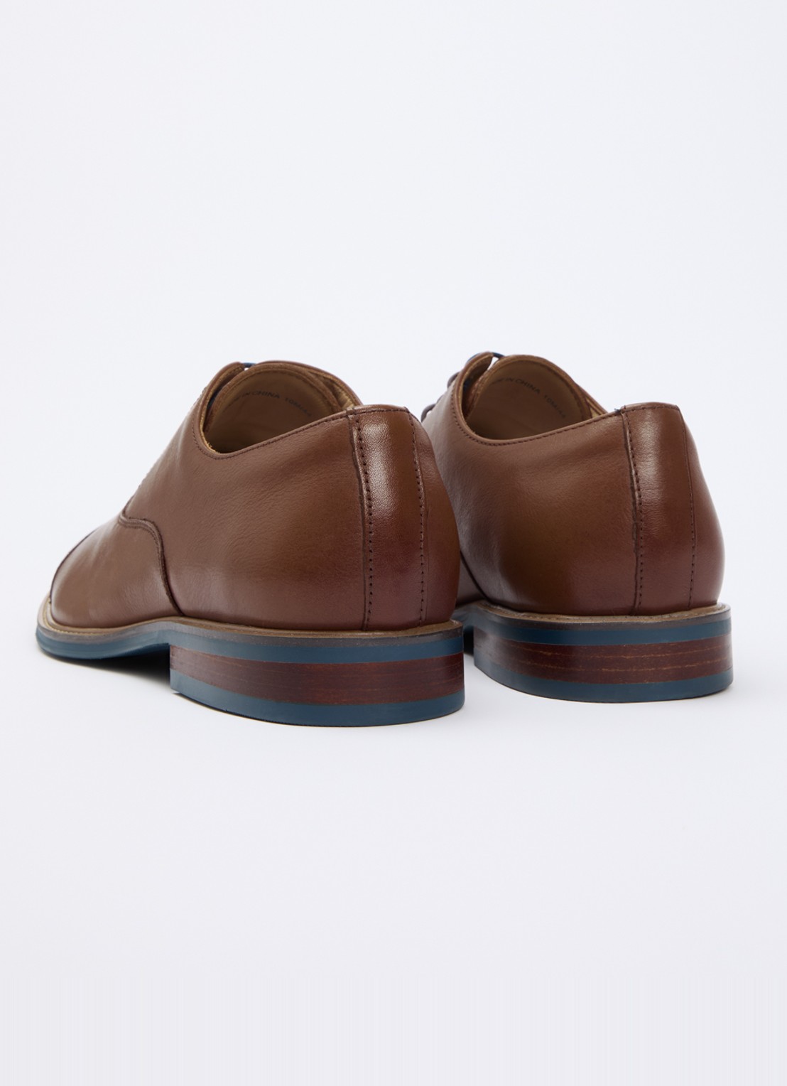 Dune London Stanlakes veterschoen van leer  - achterkant cognac