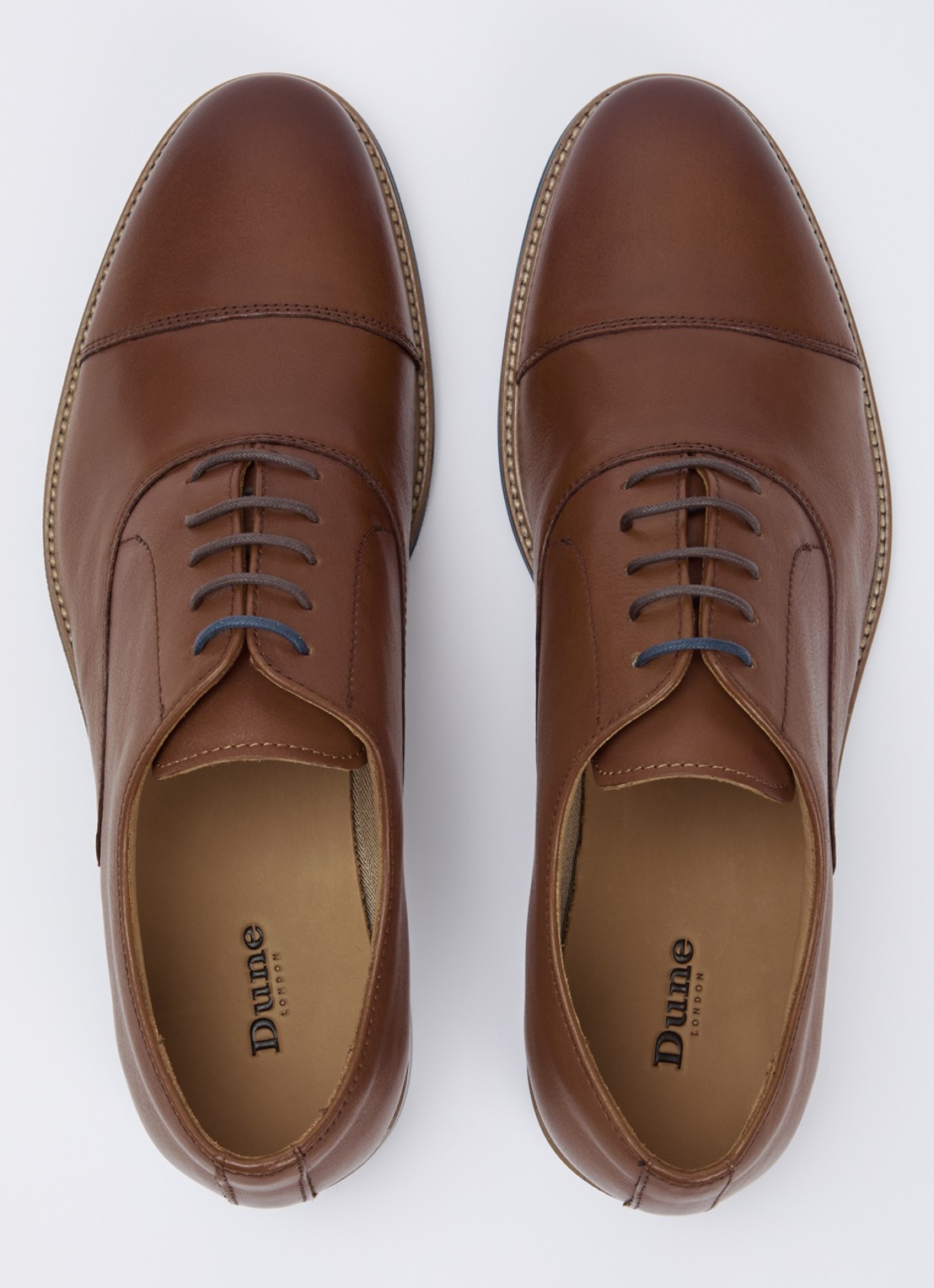 Dune London Stanlakes veterschoen van leer  - detail 4 cognac