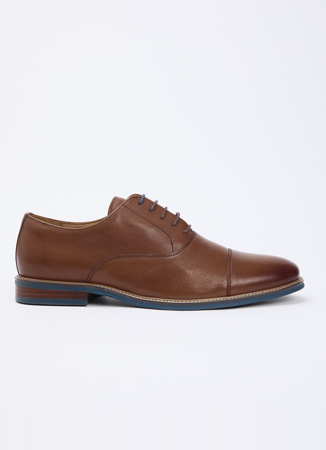 Dune London Stanlakes veterschoen van leer  - voorkant 2 cognac