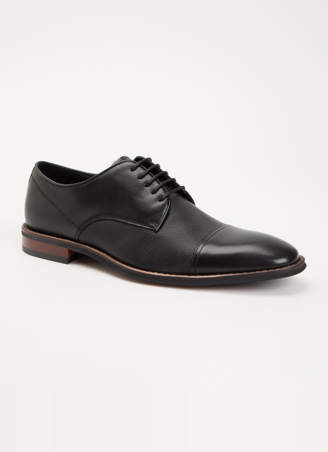 Dune London Stones veterschoen van leer - voorkant 2 zwart