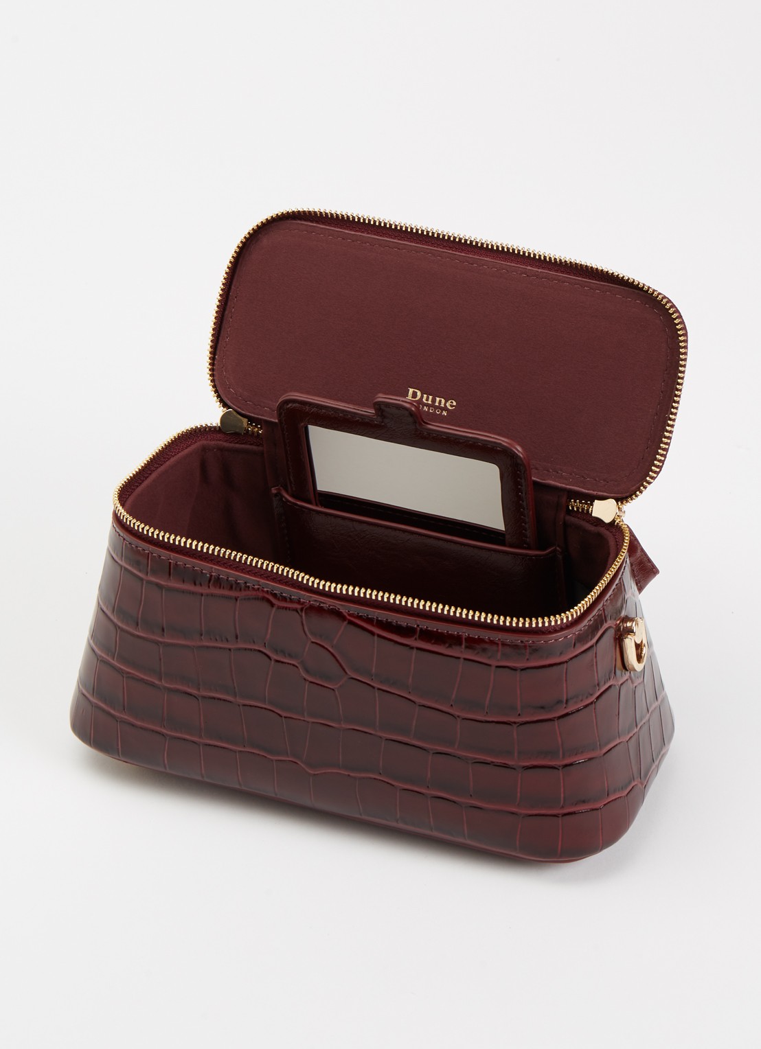 Dune London Successful make-up tas met afneembare schouderriem - detail bordeauxrood